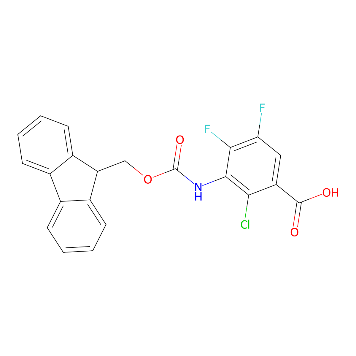 2-chloro-3-({[(9H-fluoren-9-yl)methoxy]carbonyl}amino)-4,5-difluorobenzoic acid molecular structure, CAS 2243513-40-6