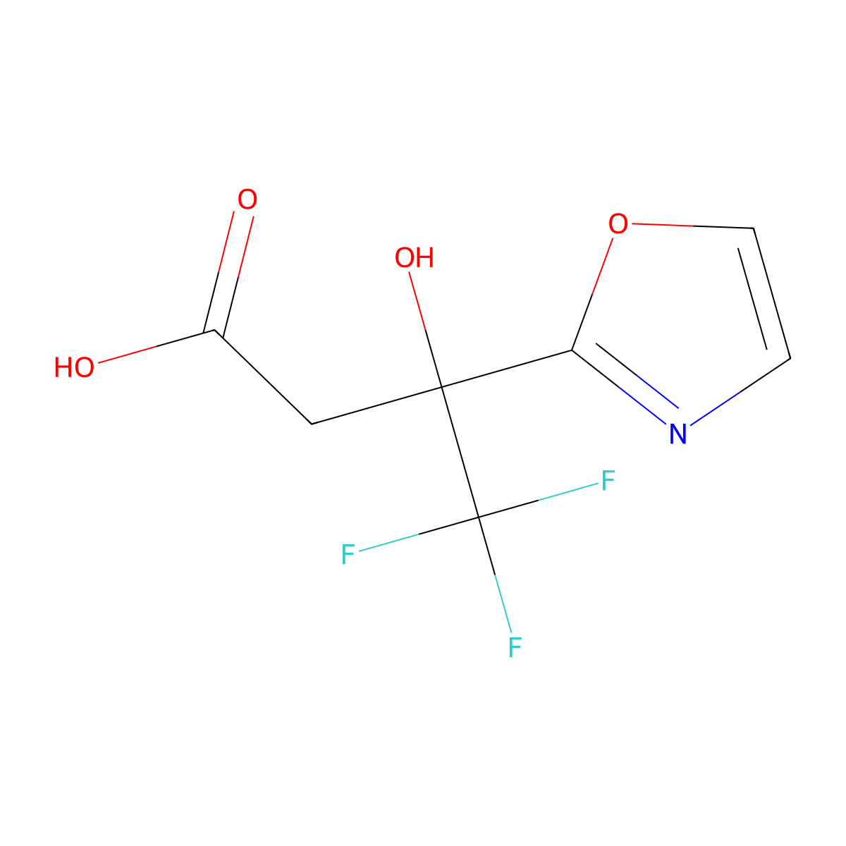 4,4,4-Trifluoro-3-hydroxy-3-(1,3-oxazol-2-yl)butanoic acid molecular structure, CAS 2243513-45-1