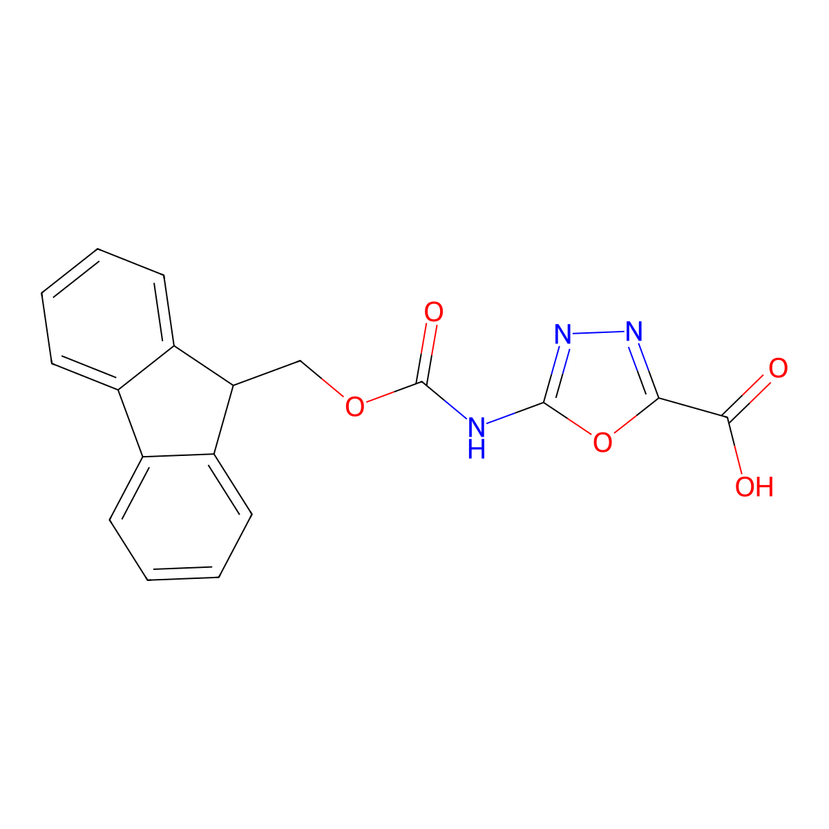 5-({[(9H-fluoren-9-yl)methoxy]carbonyl}amino)-1,3,4-oxadiazole-2-carboxylic acid molecular structure, CAS 2243513-62-2