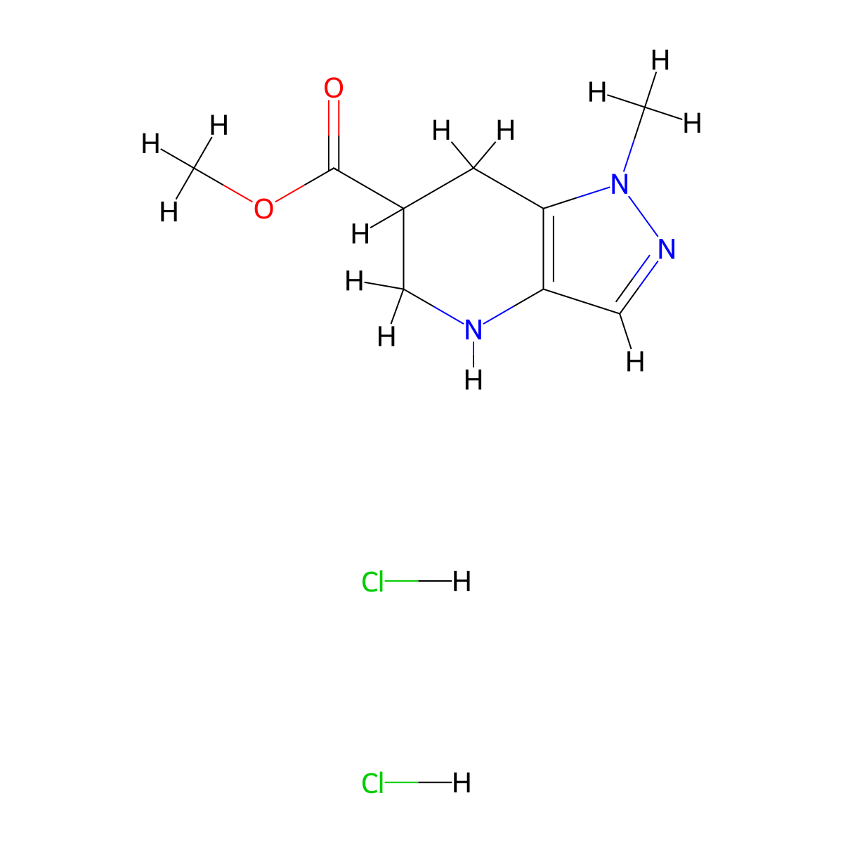 methyl 1-methyl-1H,4H,5H,6H,7H-pyrazolo(4,3-b)pyridine-6-carboxylate dihydrochloride molecular structure, CAS 2243513-65-5