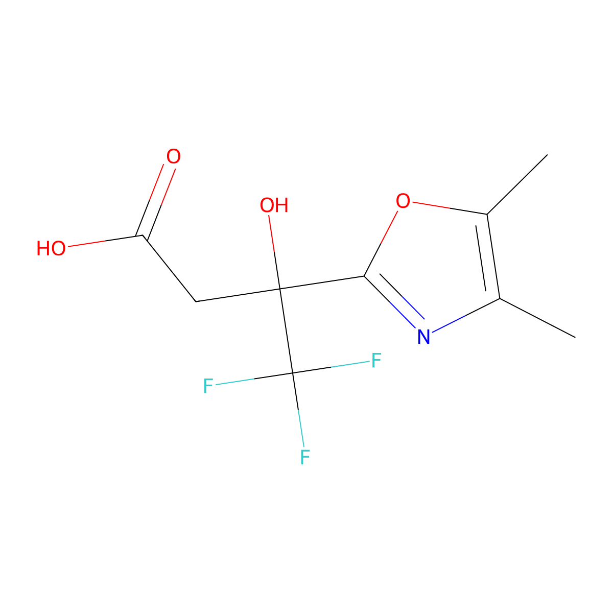 3-(Dimethyl-1,3-oxazol-2-yl)-4,4,4-trifluoro-3-hydroxybutanoic acid molecular structure, CAS 2243513-68-8