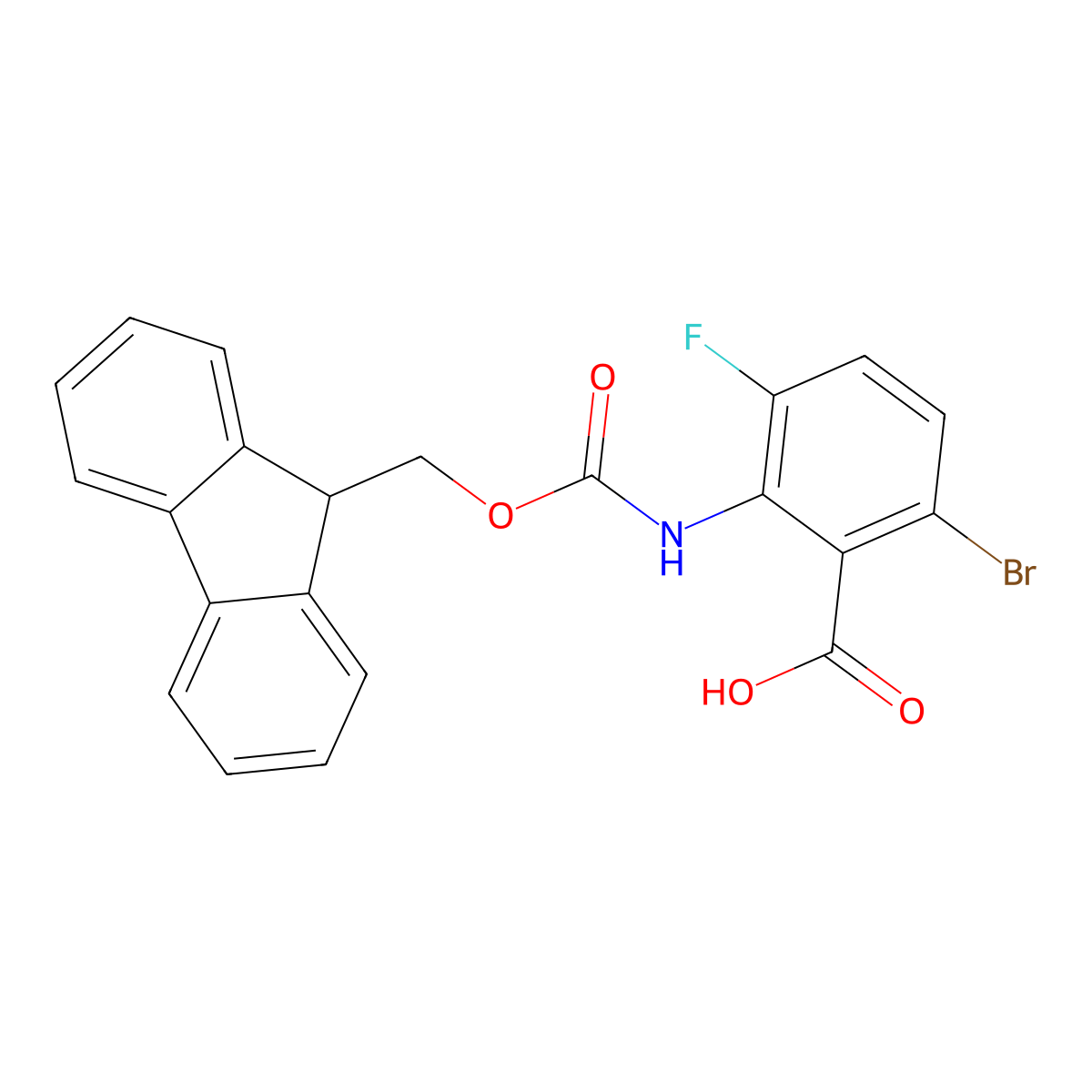 6-bromo-2-({[(9H-fluoren-9-yl)methoxy]carbonyl}amino)-3-fluorobenzoic acid molecular structure, CAS 2243513-70-2