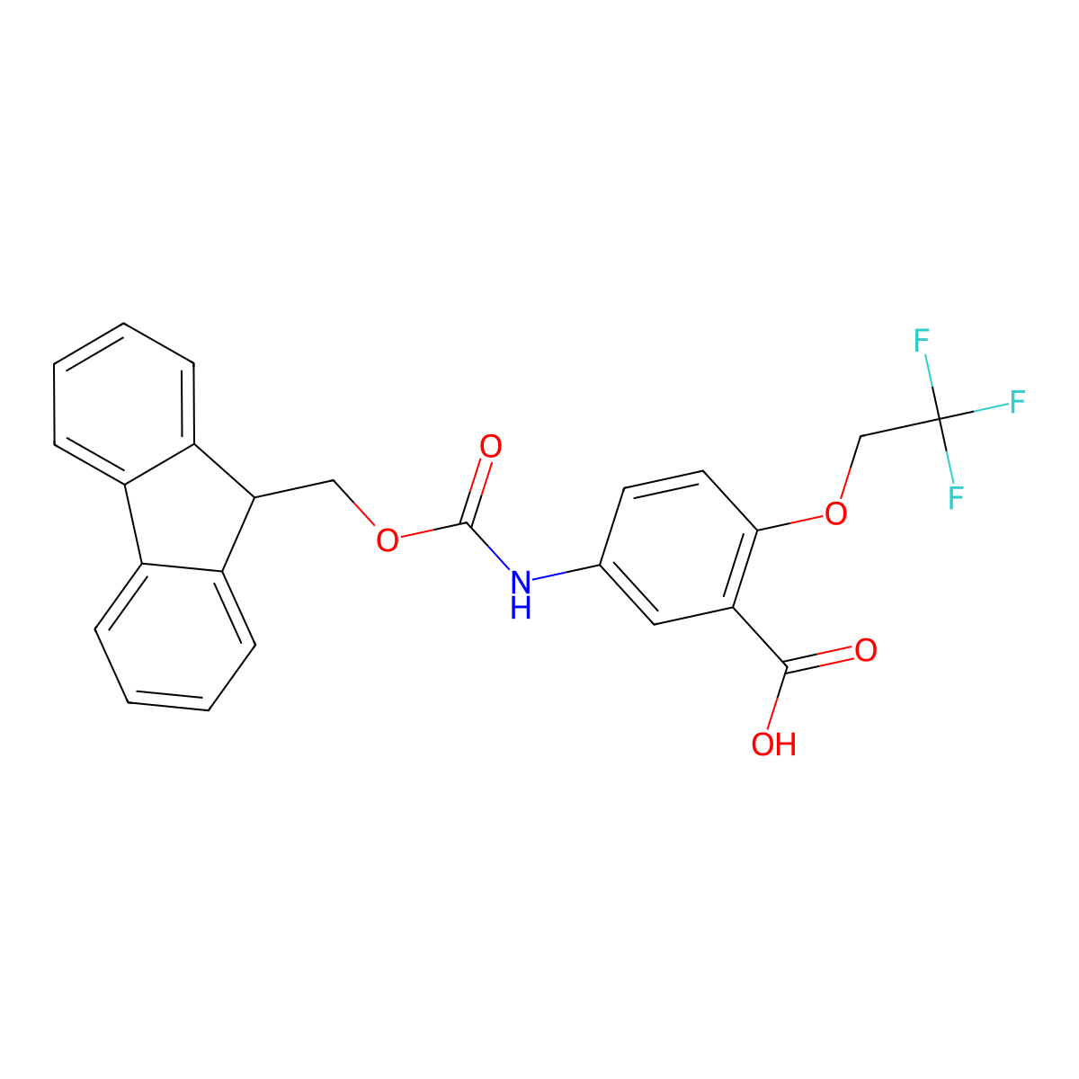 5-({[(9H-fluoren-9-yl)methoxy]carbonyl}amino)-2-(2,2,2-trifluoroethoxy)benzoic acid molecular structure, CAS 2243513-75-7