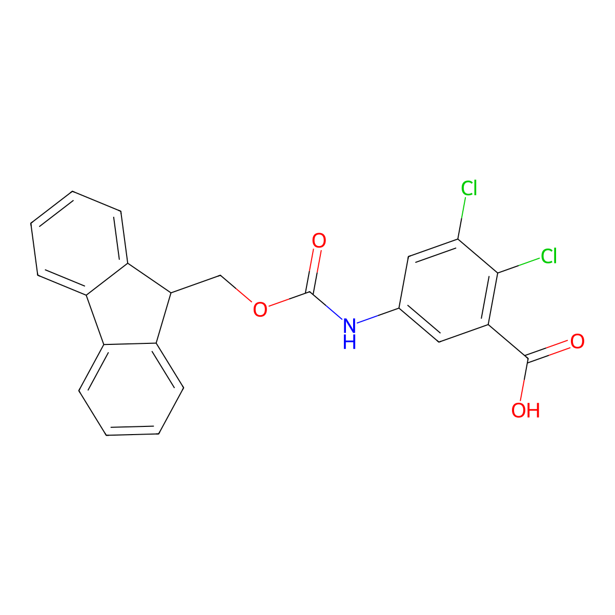 2,3-dichloro-5-({[(9H-fluoren-9-yl)methoxy]carbonyl}amino)benzoic acid molecular structure, CAS 2243513-77-9