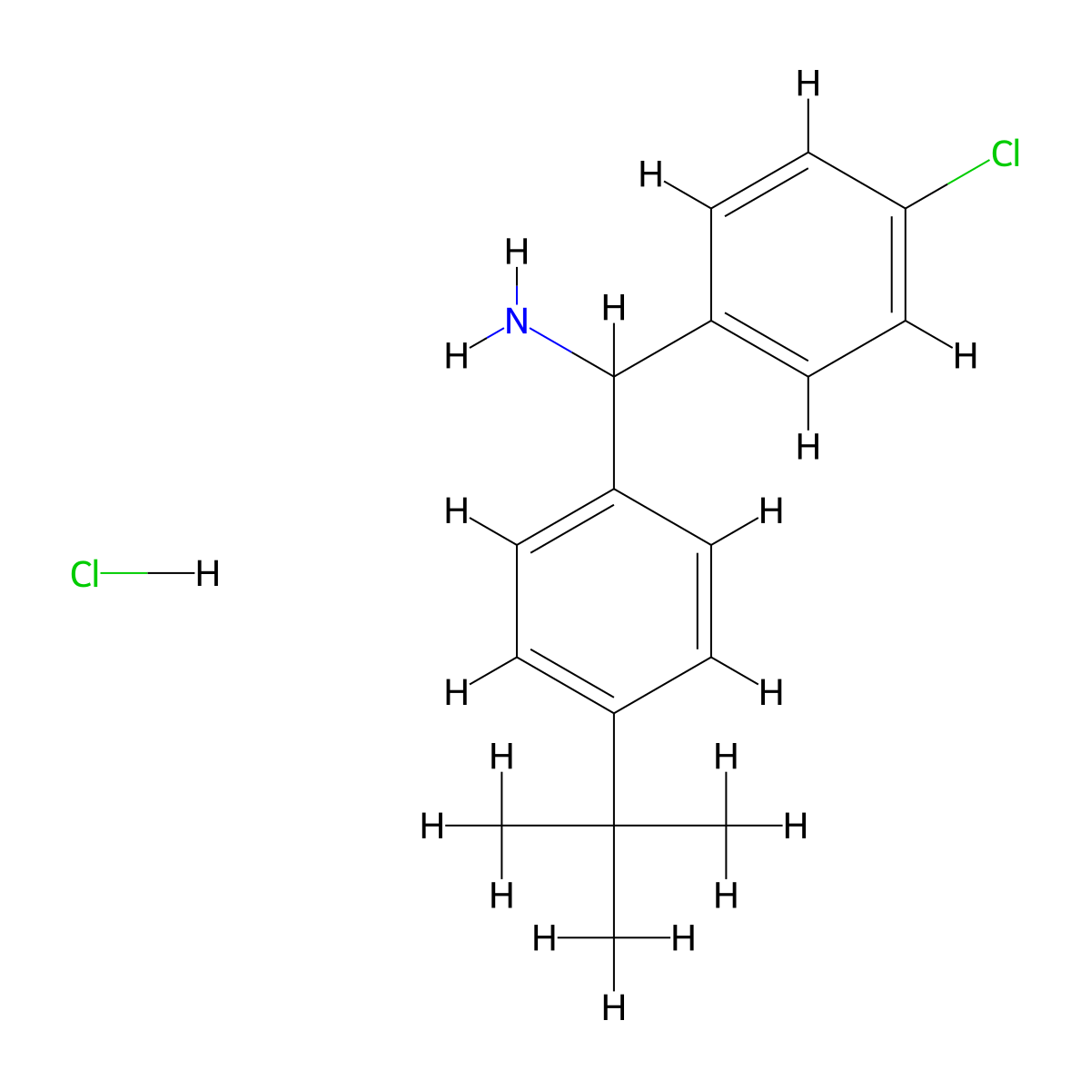 (4-Tert-butylphenyl)(4-chlorophenyl)methanamine hydrochloride molecular structure, CAS 2243513-90-6