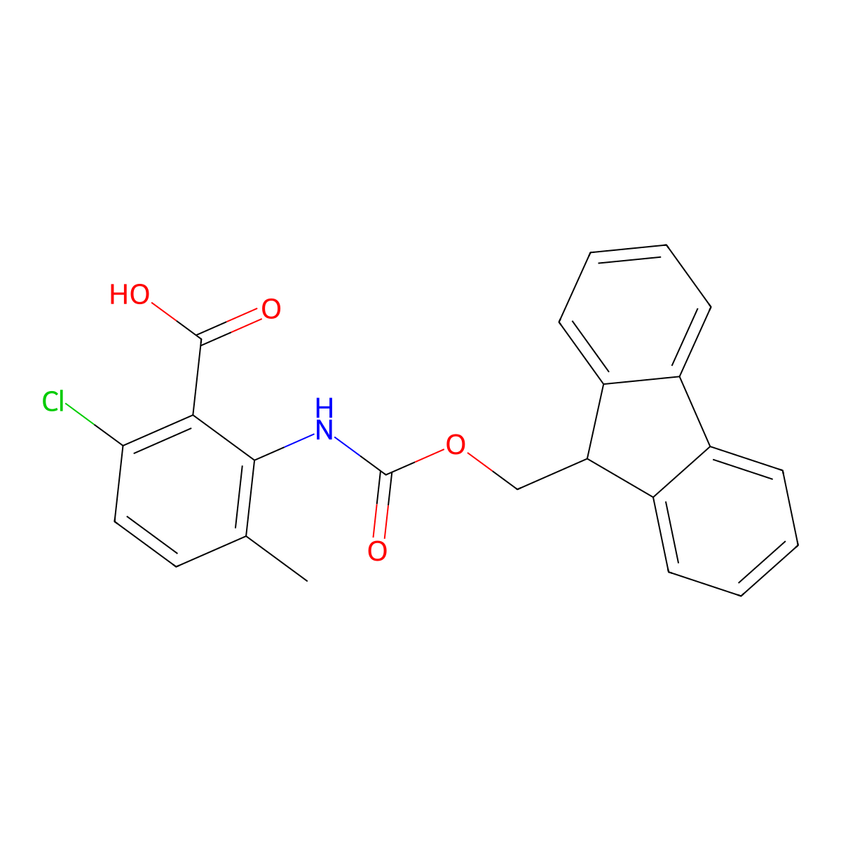 6-chloro-2-({[(9H-fluoren-9-yl)methoxy]carbonyl}amino)-3-methylbenzoic acid molecular structure, CAS 2243514-03-4