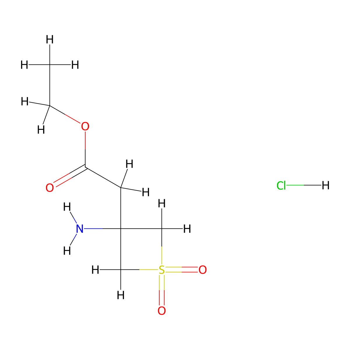 Ethyl 2-(3-amino-1,1-dioxo-1lambda6-thietan-3-yl)acetate hydrochloride molecular structure, CAS 2243514-11-4