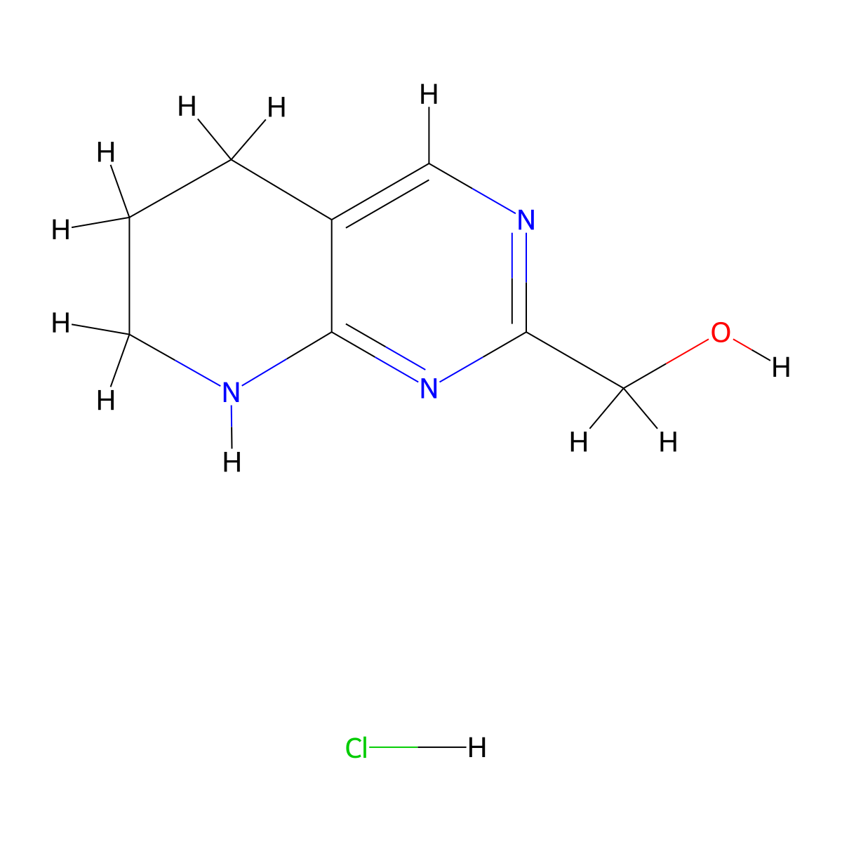 {5H,6H,7H,8H-pyrido[2,3-d]pyrimidin-2-yl}methanol hydrochloride molecular structure, CAS 2243514-35-2