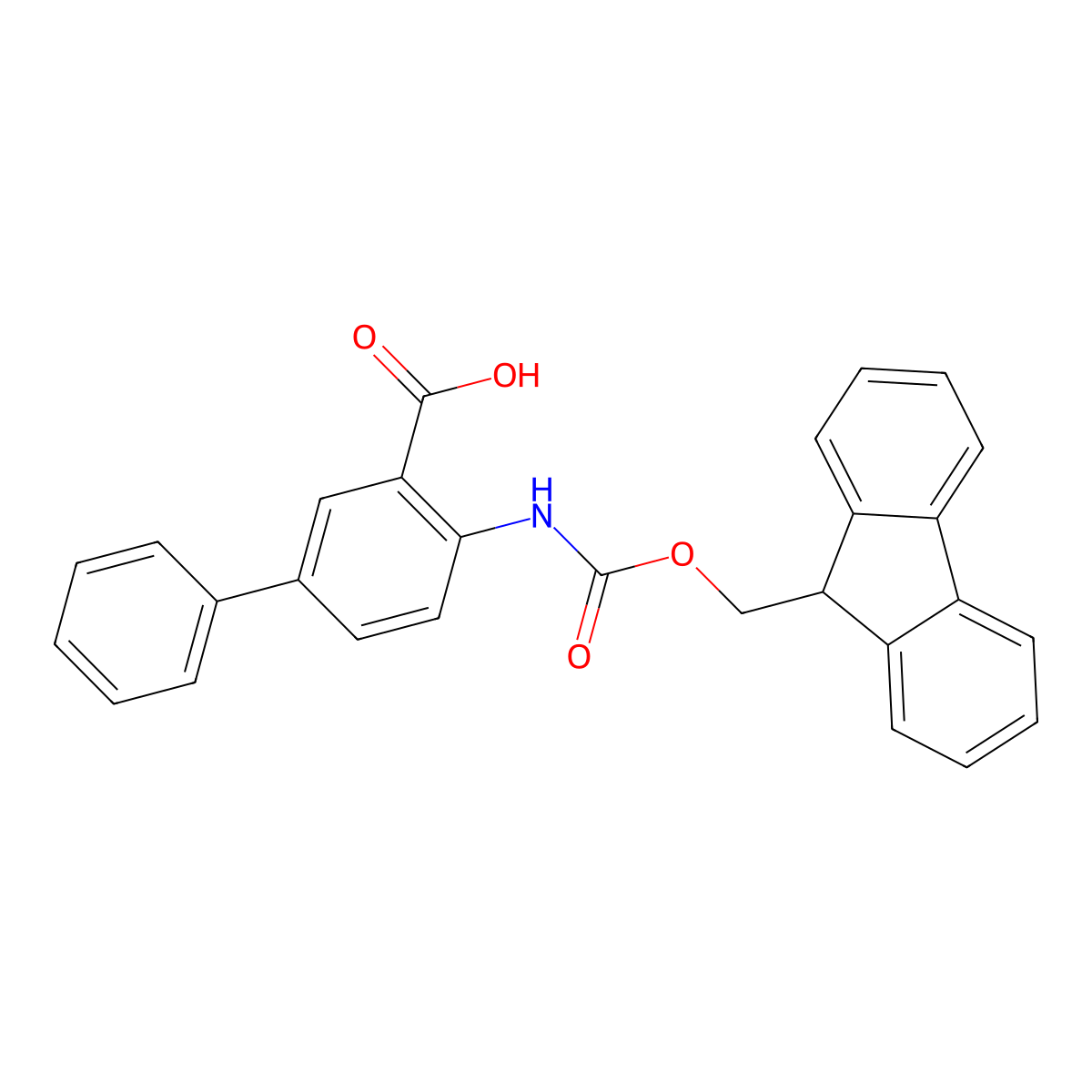 2-({[(9H-fluoren-9-yl)methoxy]carbonyl}amino)-5-phenylbenzoic acid molecular structure, CAS 2243514-42-1