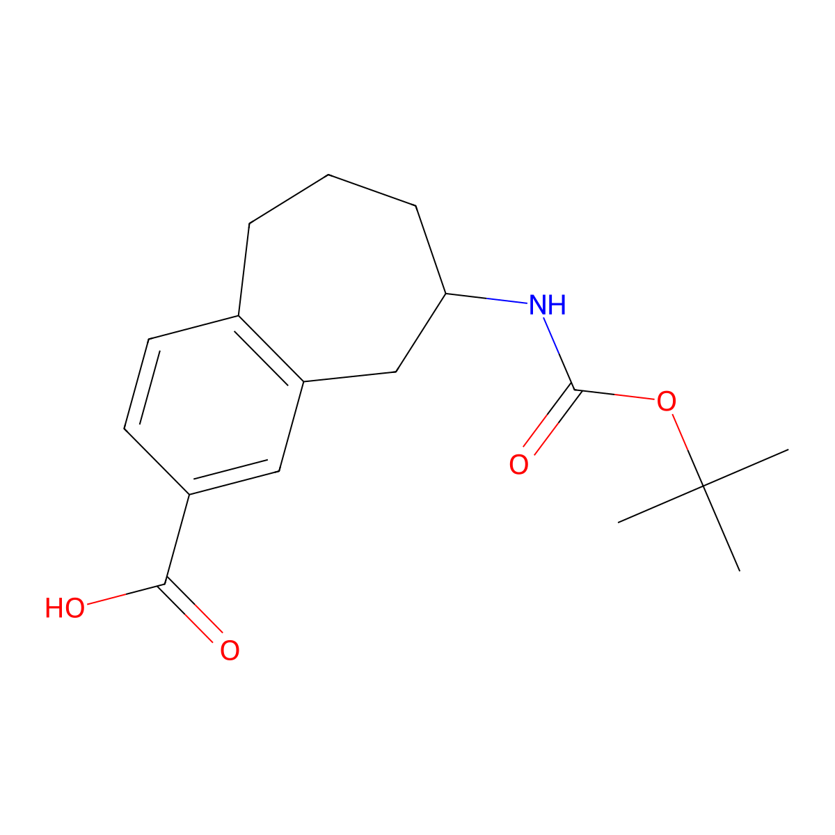 8-(((tert-butoxy)carbonyl)amino)-6,7,8,9-tetrahydro-5H-benzo(7)annulene-2-carboxylic acid molecular structure, CAS 2243514-47-6