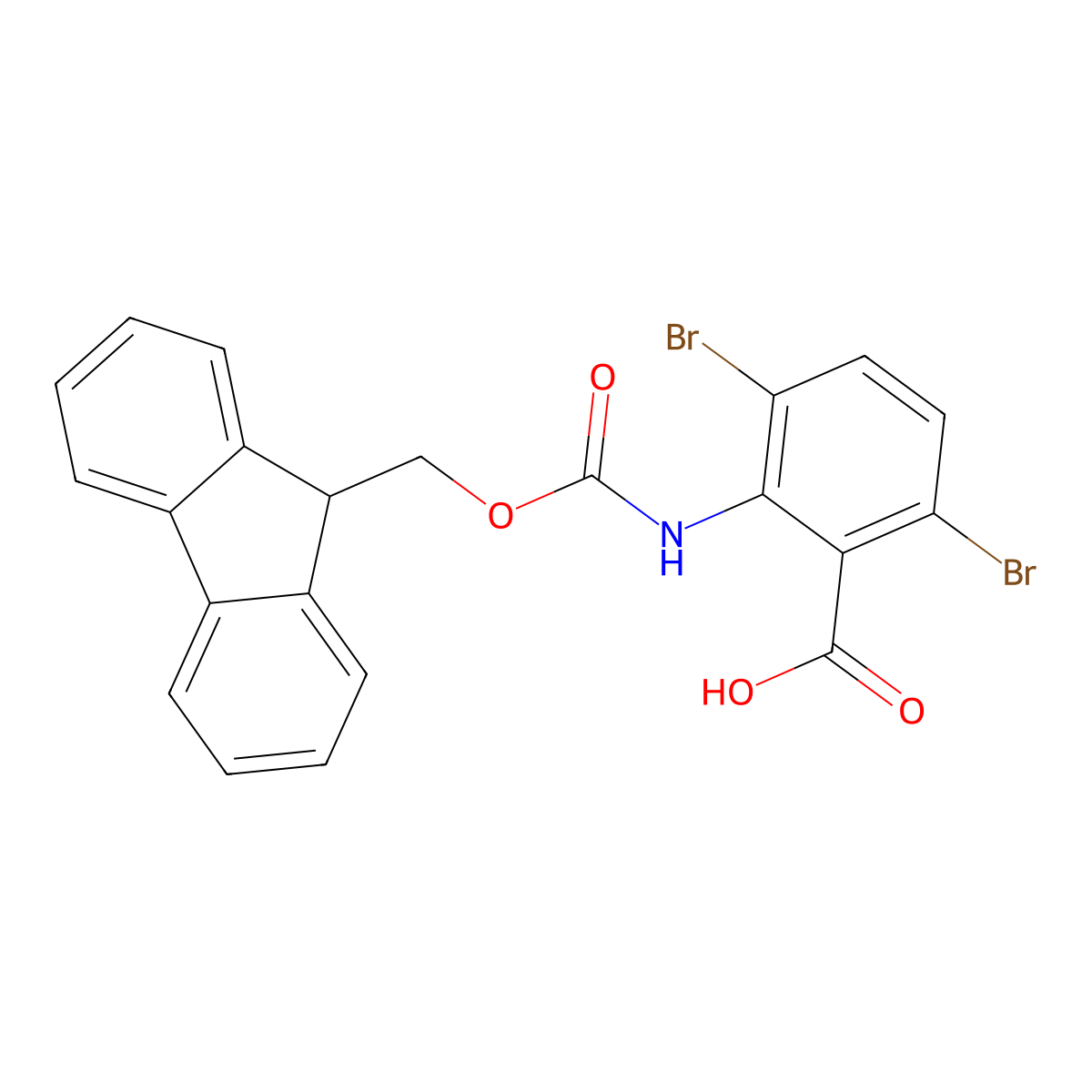 3,6-dibromo-2-({[(9H-fluoren-9-yl)methoxy]carbonyl}amino)benzoic acid molecular structure, CAS 2243514-50-1