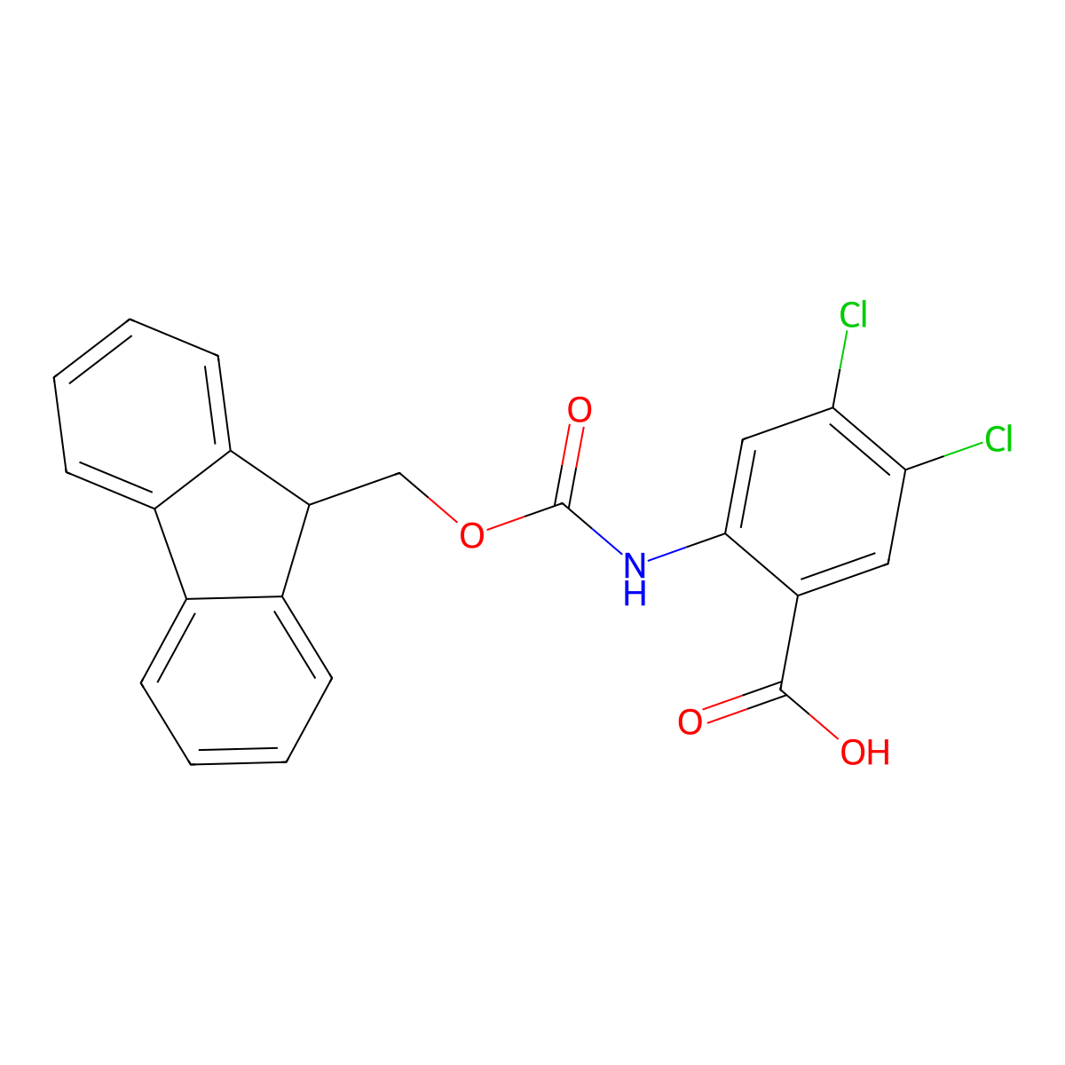 4,5-dichloro-2-({[(9H-fluoren-9-yl)methoxy]carbonyl}amino)benzoic acid molecular structure, CAS 2243514-55-6