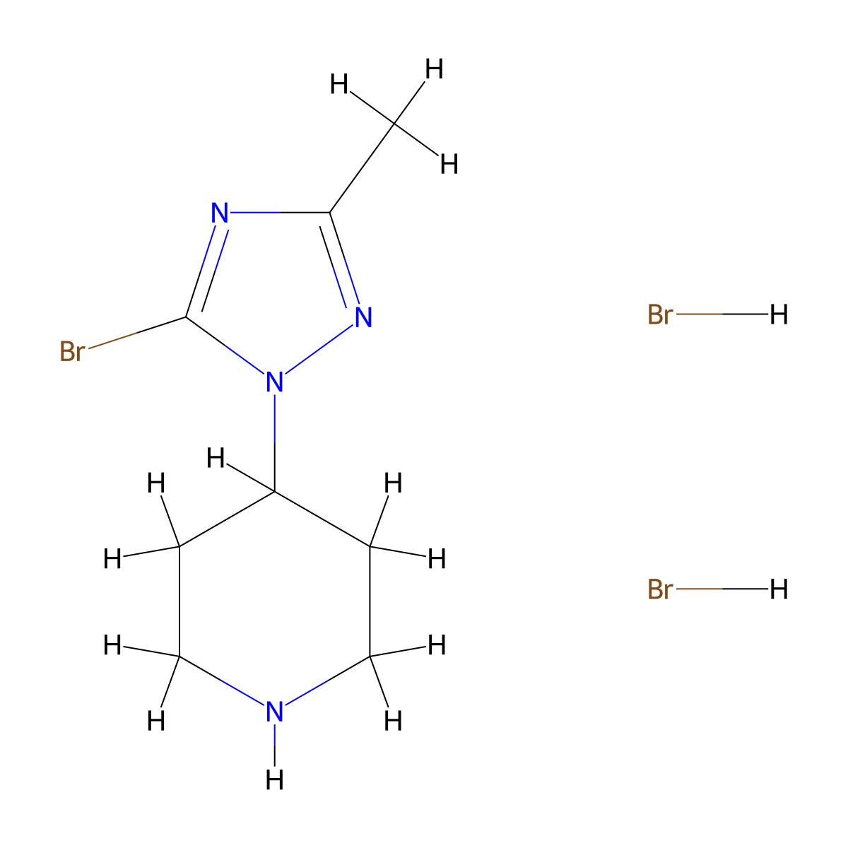 4-(5-Bromo-3-methyl-1,2,4-triazol-1-yl)piperidine;dihydrobromide molecular structure, CAS 2243514-67-0