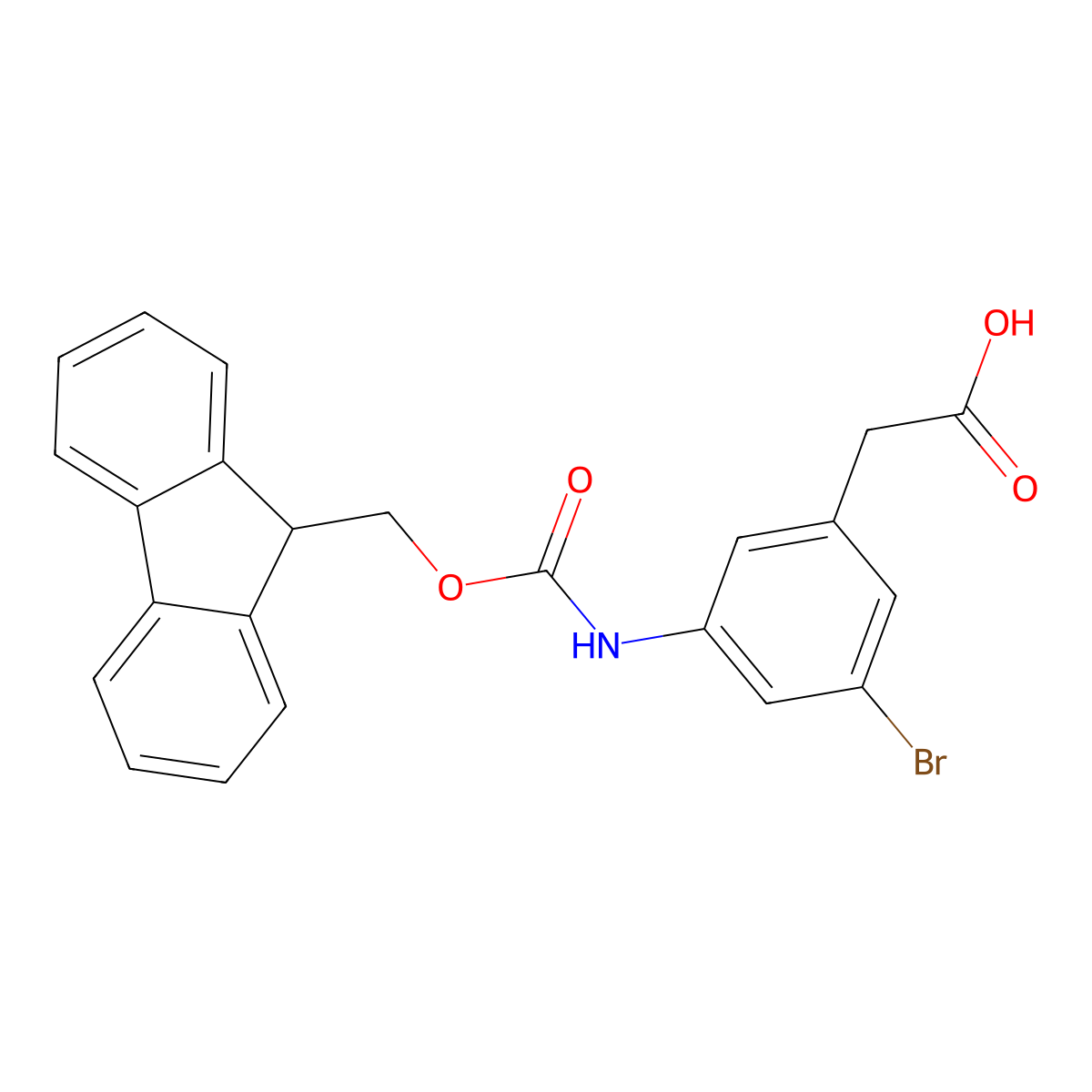 2-[3-bromo-5-({[(9H-fluoren-9-yl)methoxy]carbonyl}amino)phenyl]acetic acid molecular structure, CAS 2243514-75-0