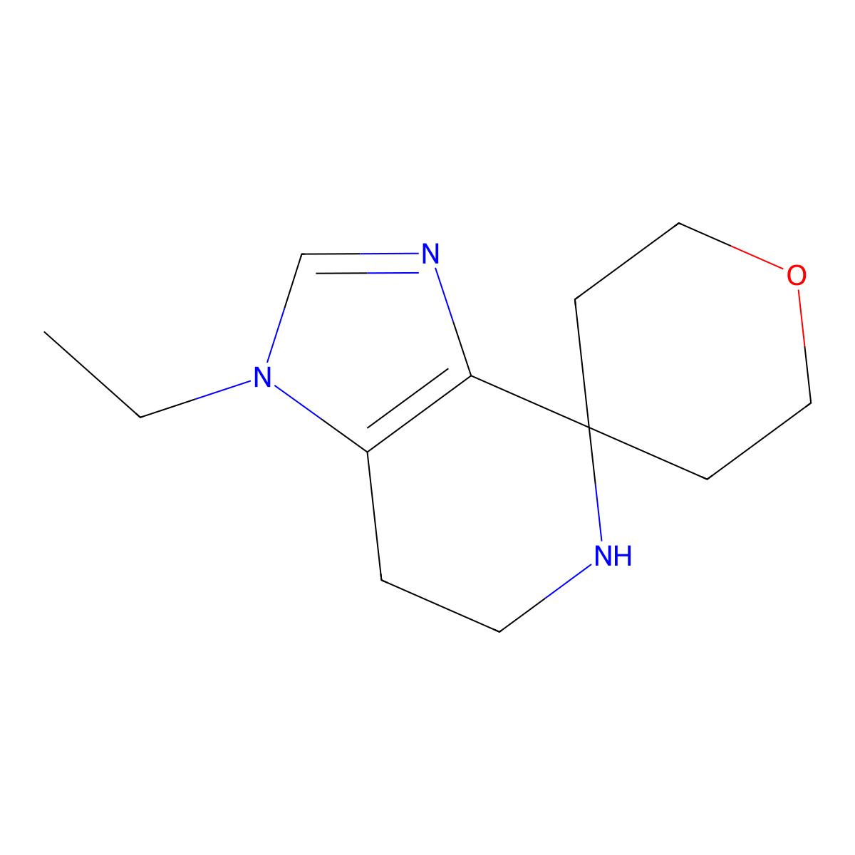 1-Ethyl-1,5,6,7-tetrahydrospiro[imidazo[4,5-c]pyridine-4,4'-oxane] molecular structure, CAS 2243514-79-4