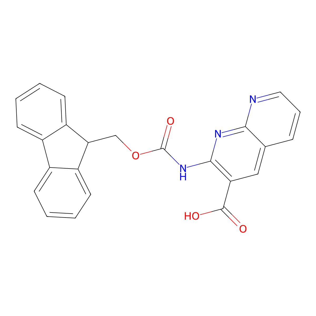 2-({[(9H-fluoren-9-yl)methoxy]carbonyl}amino)-1,8-naphthyridine-3-carboxylic acid molecular structure, CAS 2243514-87-4