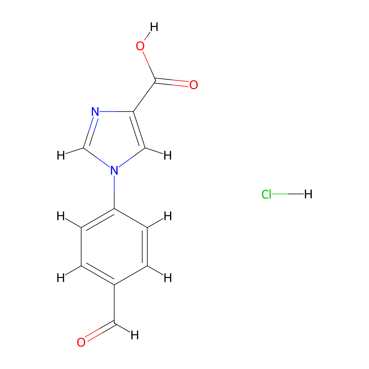 1-(4-formylphenyl)-1H-imidazole-4-carboxylic acid hydrochloride molecular structure, CAS 2243515-01-5