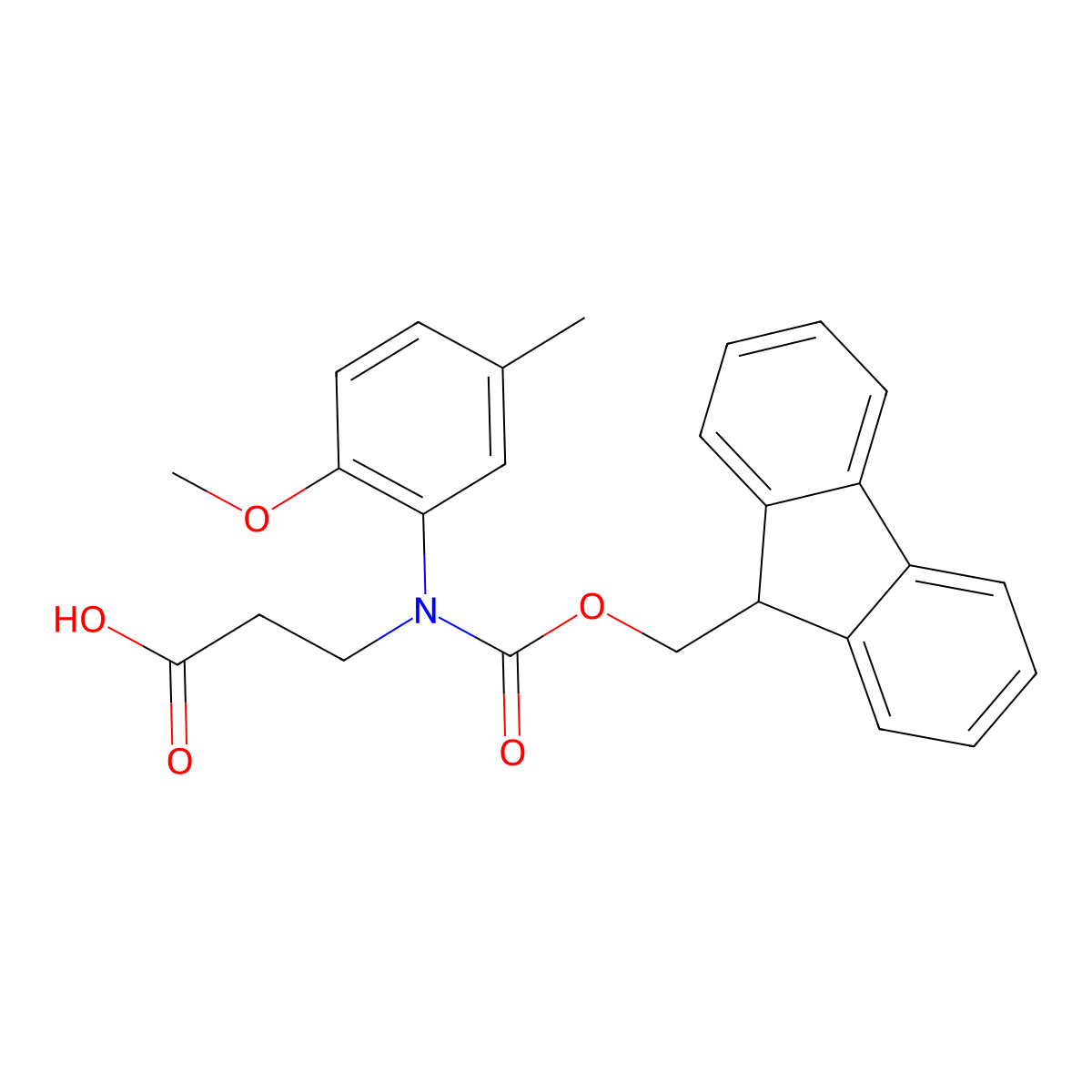 3-({[(9H-fluoren-9-yl)methoxy]carbonyl}(2-methoxy-5-methylphenyl)amino)propanoic acid molecular structure, CAS 2243515-03-7