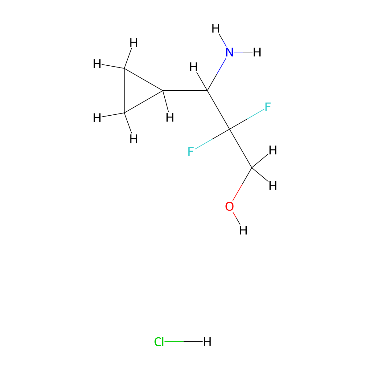 3-Amino-3-cyclopropyl-2,2-difluoropropan-1-ol hydrochloride molecular structure, CAS 2243515-20-8