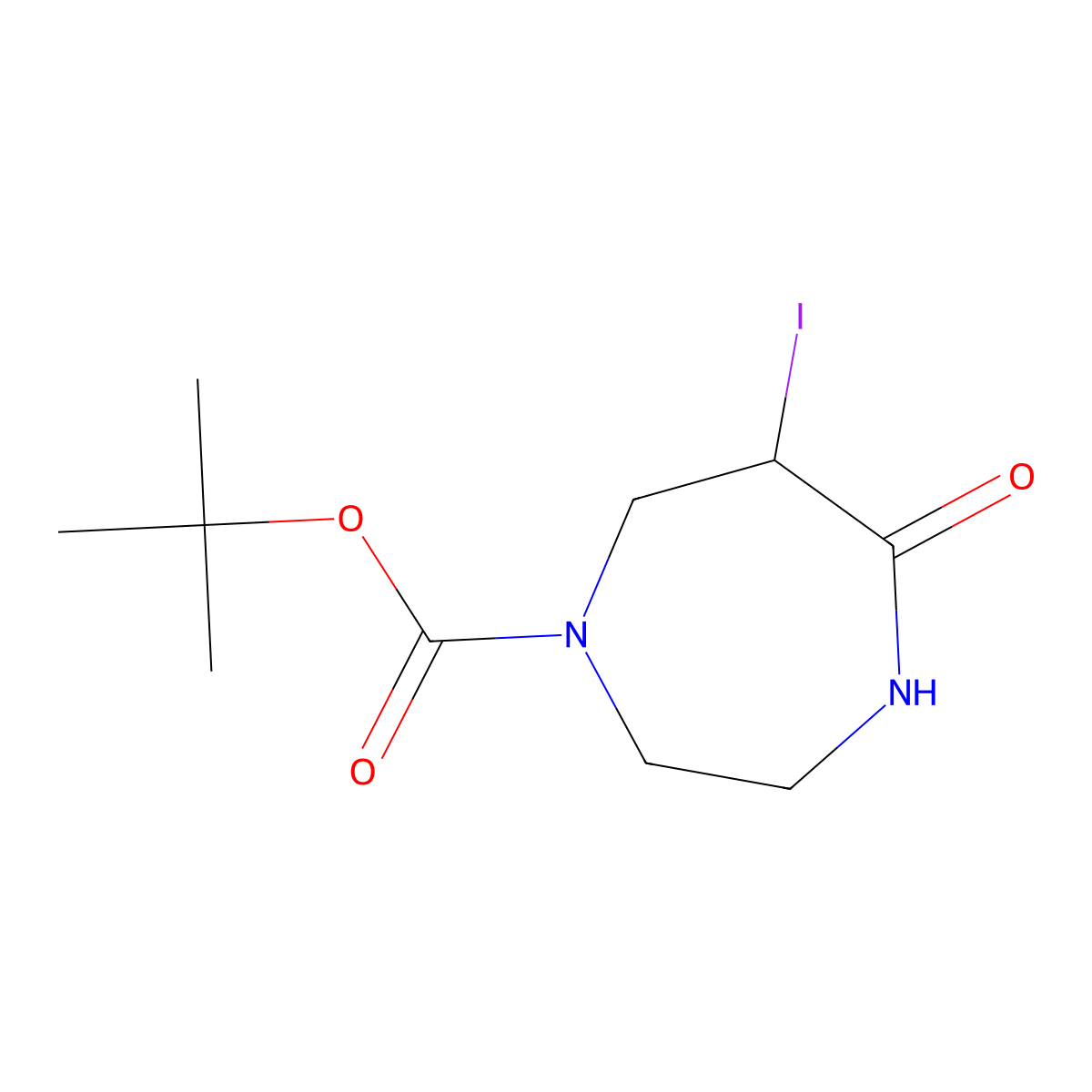 Tert-butyl 6-iodo-5-oxo-1,4-diazepane-1-carboxylate molecular structure, CAS 2243515-29-7