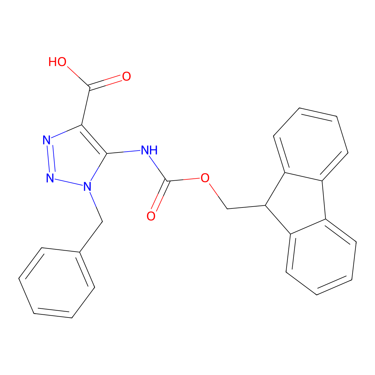 1-benzyl-5-({[(9H-fluoren-9-yl)methoxy]carbonyl}amino)-1H-1,2,3-triazole-4-carboxylic acid molecular structure, CAS 2243515-33-3
