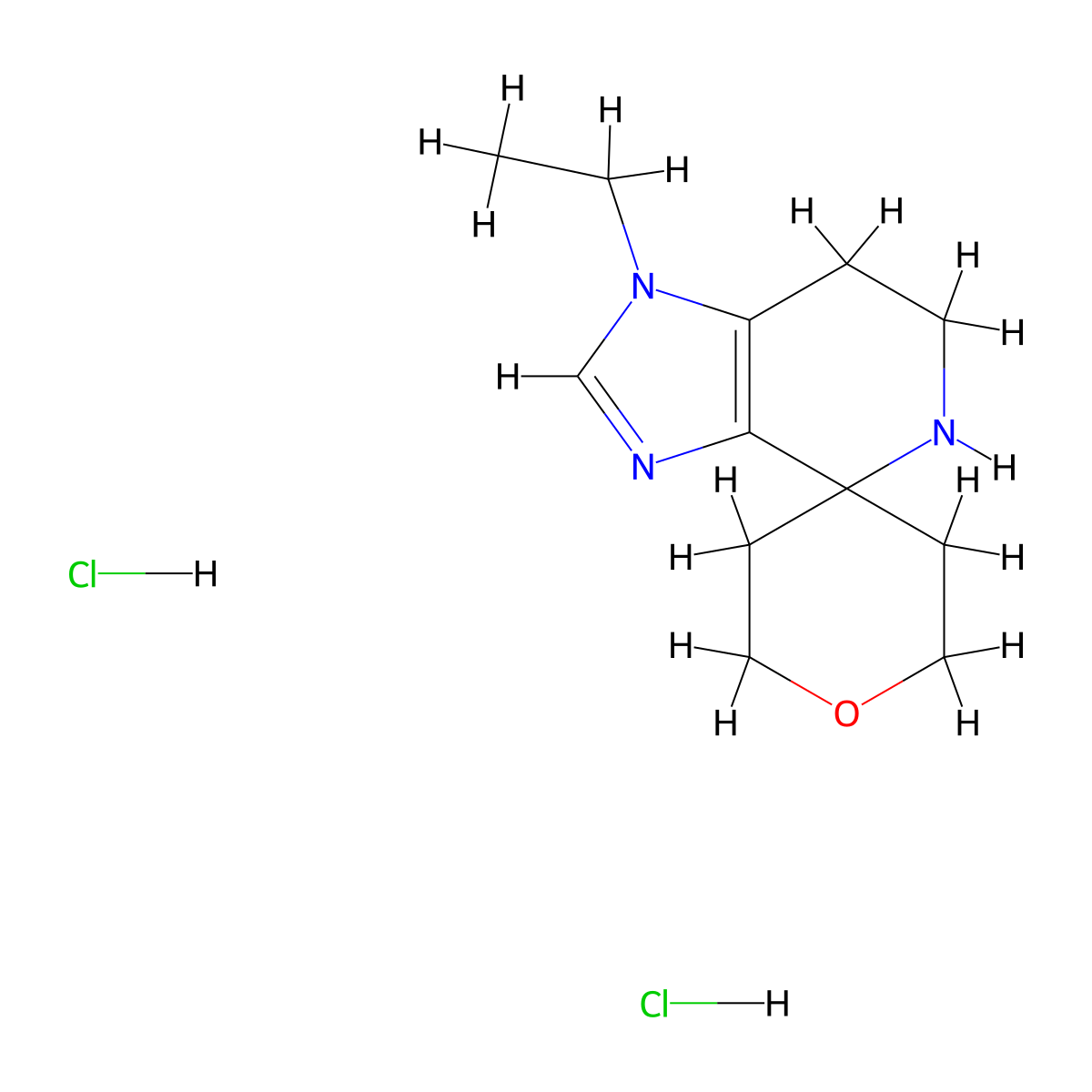 1-Ethylspiro[6,7-dihydro-5H-imidazo[4,5-c]pyridine-4,4'-oxane];dihydrochloride molecular structure, CAS 2243515-35-5