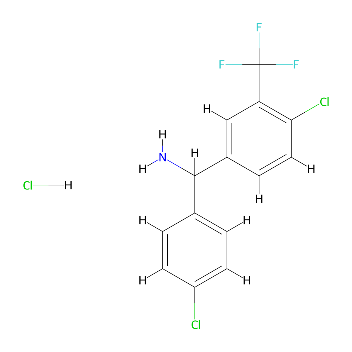 [4-Chloro-3-(trifluoromethyl)phenyl](4-chlorophenyl)methanamine hydrochloride molecular structure, CAS 2243515-36-6