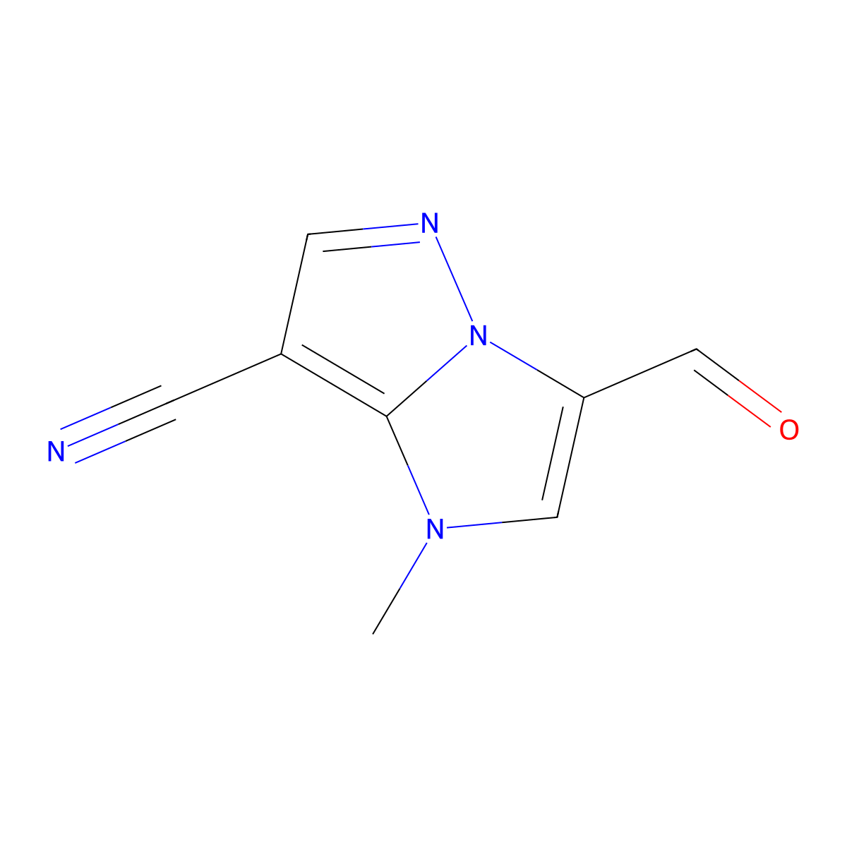 3-formyl-1-methyl-1H-pyrazolo[1,5-a]imidazole-7-carbonitrile molecular structure, CAS 2243515-37-7