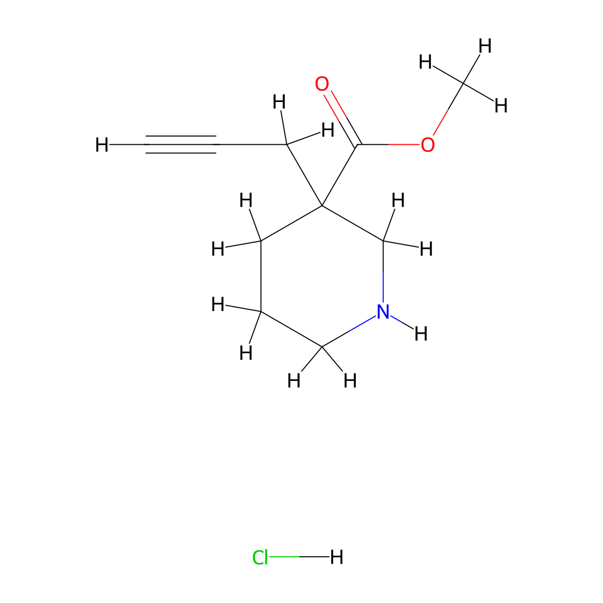 Methyl 3-prop-2-ynylpiperidine-3-carboxylate;hydrochloride molecular structure, CAS 2243515-48-0