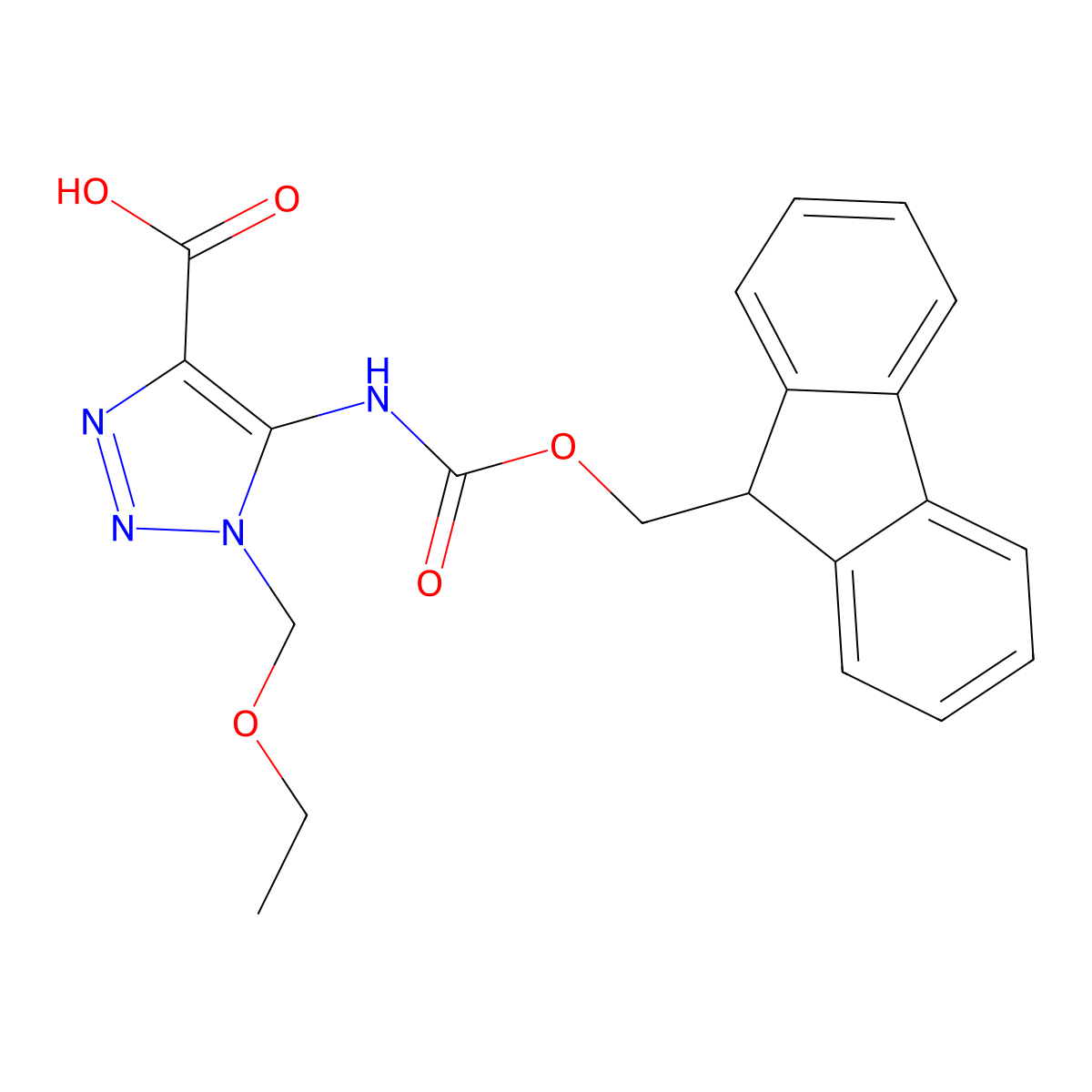 1-(ethoxymethyl)-5-({[(9H-fluoren-9-yl)methoxy]carbonyl}amino)-1H-1,2,3-triazole-4-carboxylic acid molecular structure, CAS 2243515-50-4