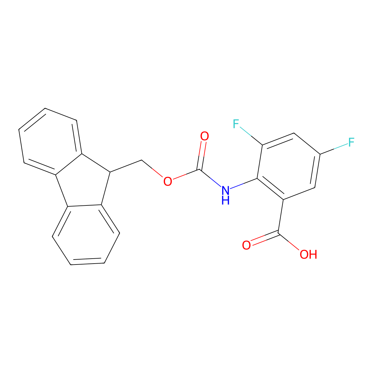 2-({[(9H-fluoren-9-yl)methoxy]carbonyl}amino)-3,5-difluorobenzoic acid molecular structure, CAS 2243515-56-0