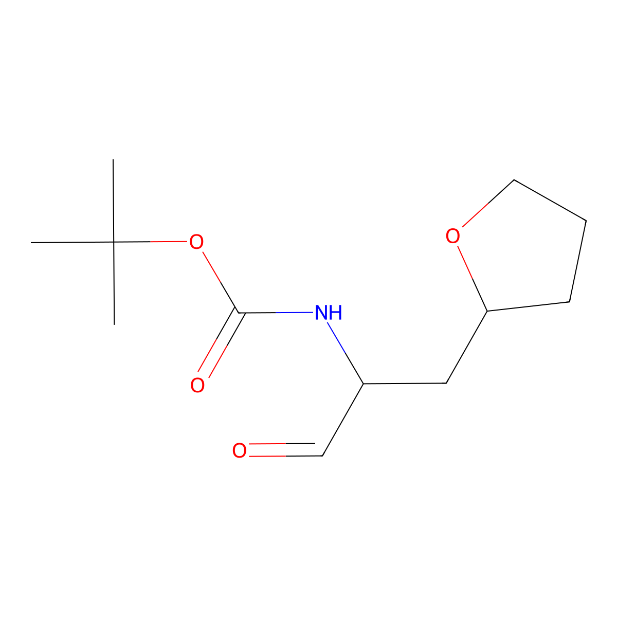 tert-butyl N-[1-oxo-3-(oxolan-2-yl)propan-2-yl]carbamate molecular structure, CAS 2243515-64-0