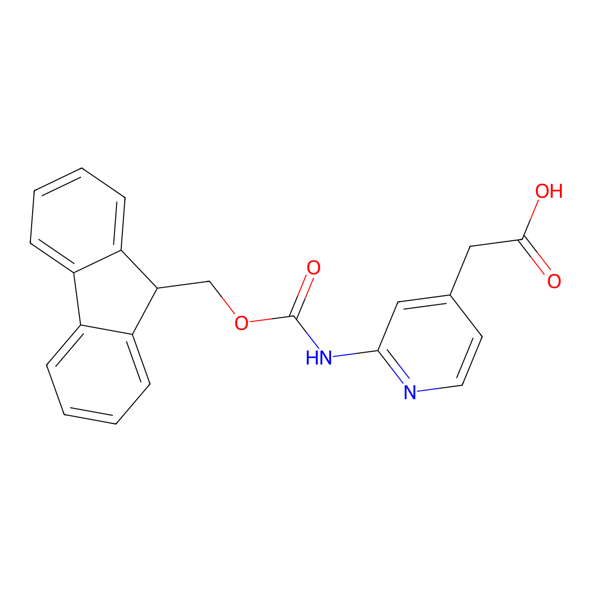 2-[2-({[(9H-fluoren-9-yl)methoxy]carbonyl}amino)pyridin-4-yl]acetic acid molecular structure, CAS 2243515-65-1
