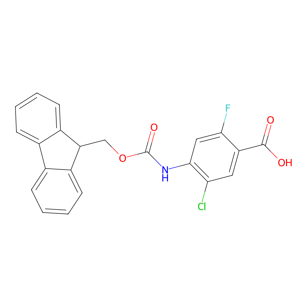 5-chloro-4-({[(9H-fluoren-9-yl)methoxy]carbonyl}amino)-2-fluorobenzoic acid molecular structure, CAS 2243515-67-3