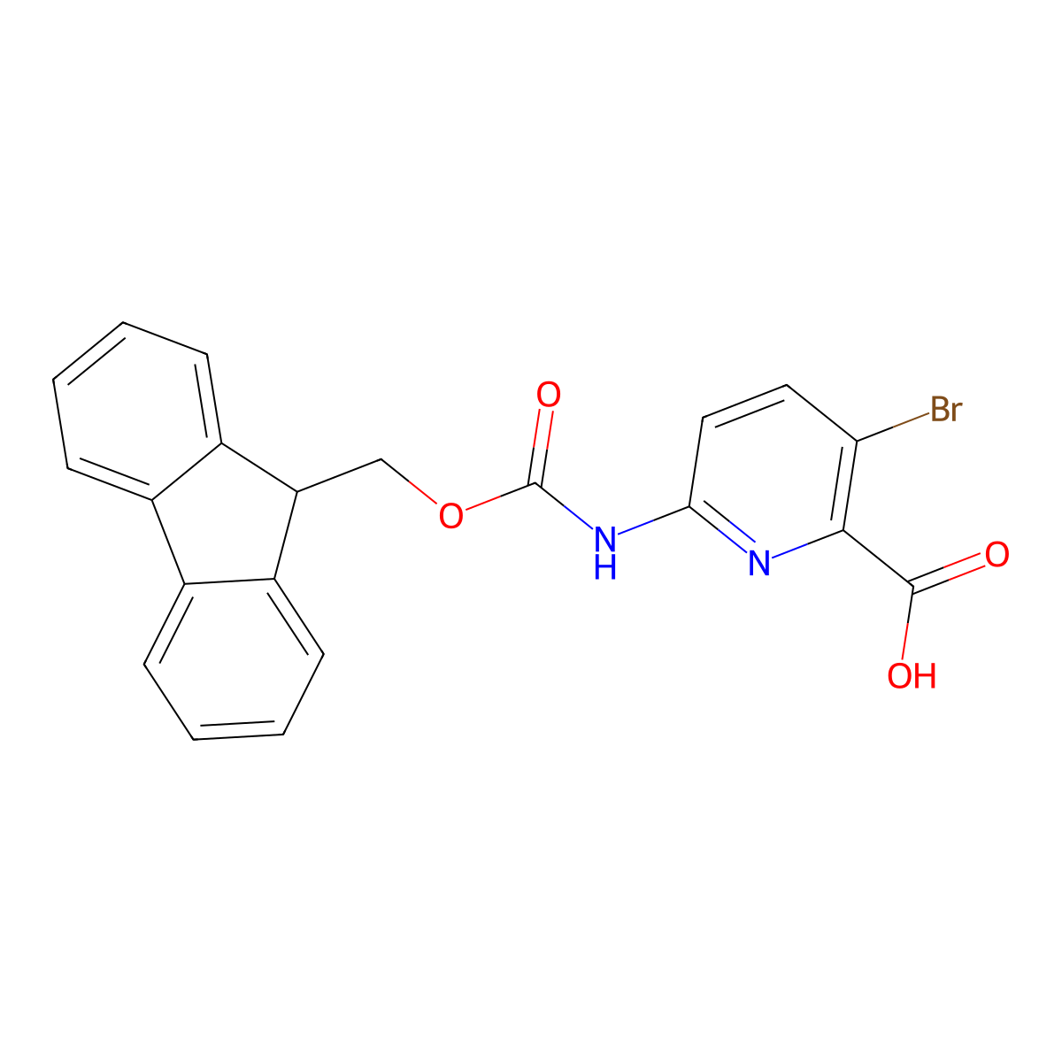3-bromo-6-({[(9H-fluoren-9-yl)methoxy]carbonyl}amino)pyridine-2-carboxylic acid molecular structure, CAS 2243515-77-5