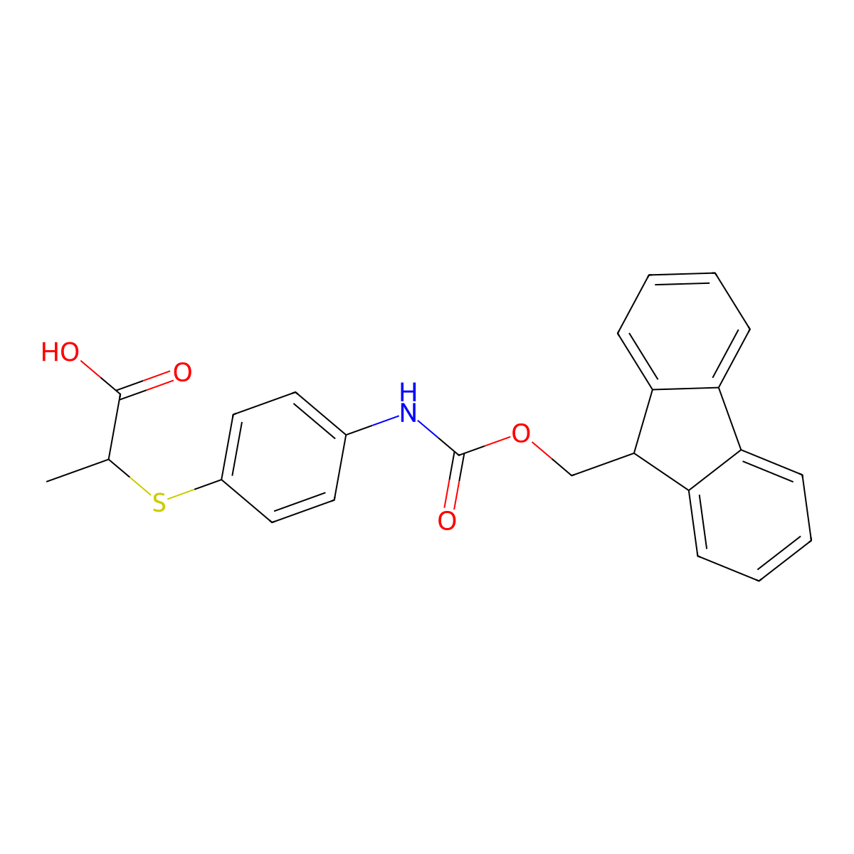 2-{[4-({[(9H-fluoren-9-yl)methoxy]carbonyl}amino)phenyl]sulfanyl}propanoic acid molecular structure, CAS 2243515-82-2