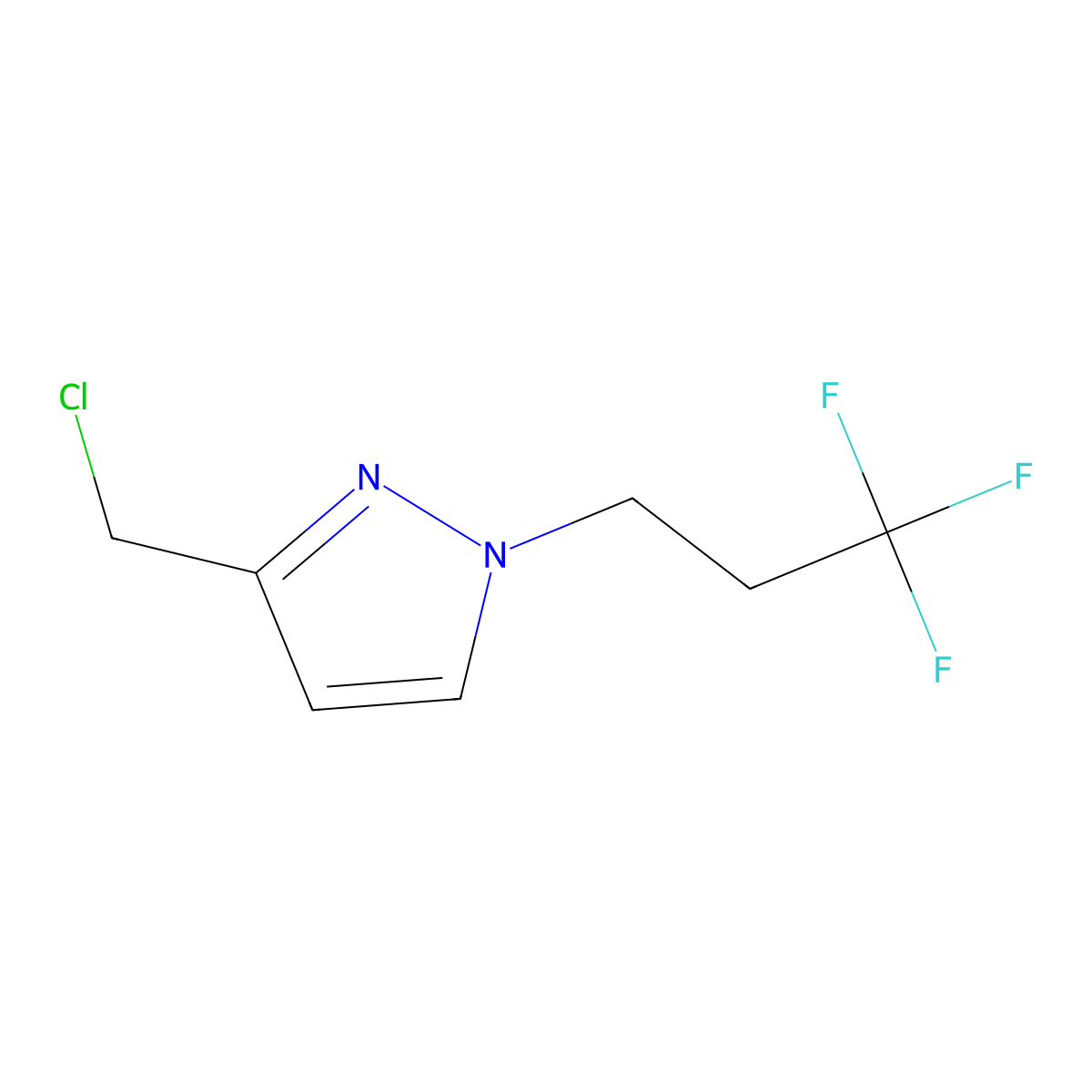 3-(chloromethyl)-1-(3,3,3-trifluoropropyl)-1H-pyrazole molecular structure, CAS 2243515-87-7