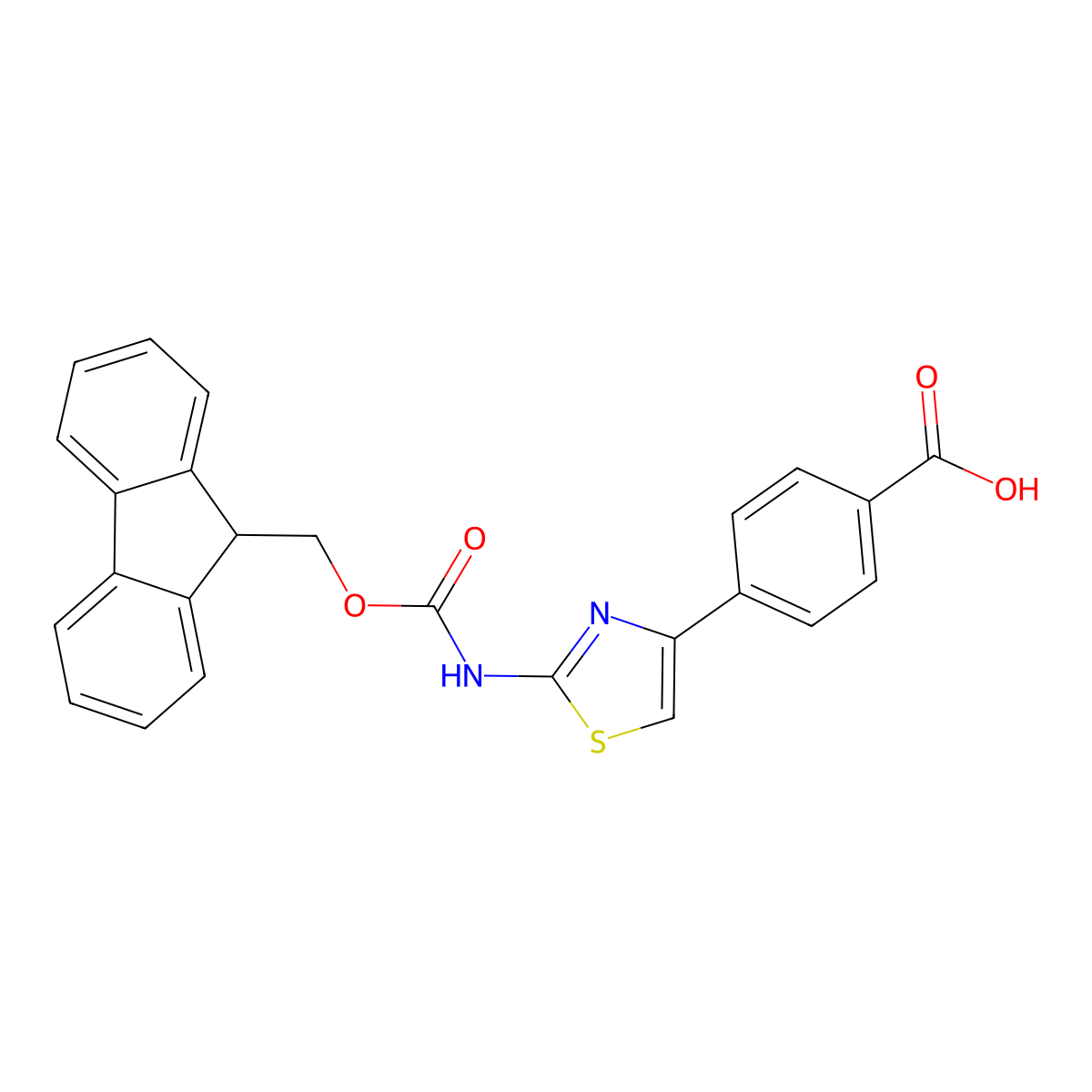 4-(2-((((9H-Fluoren-9-yl)methoxy)carbonyl)amino)thiazol-4-yl)benzoic acid molecular structure, CAS 2243515-91-3