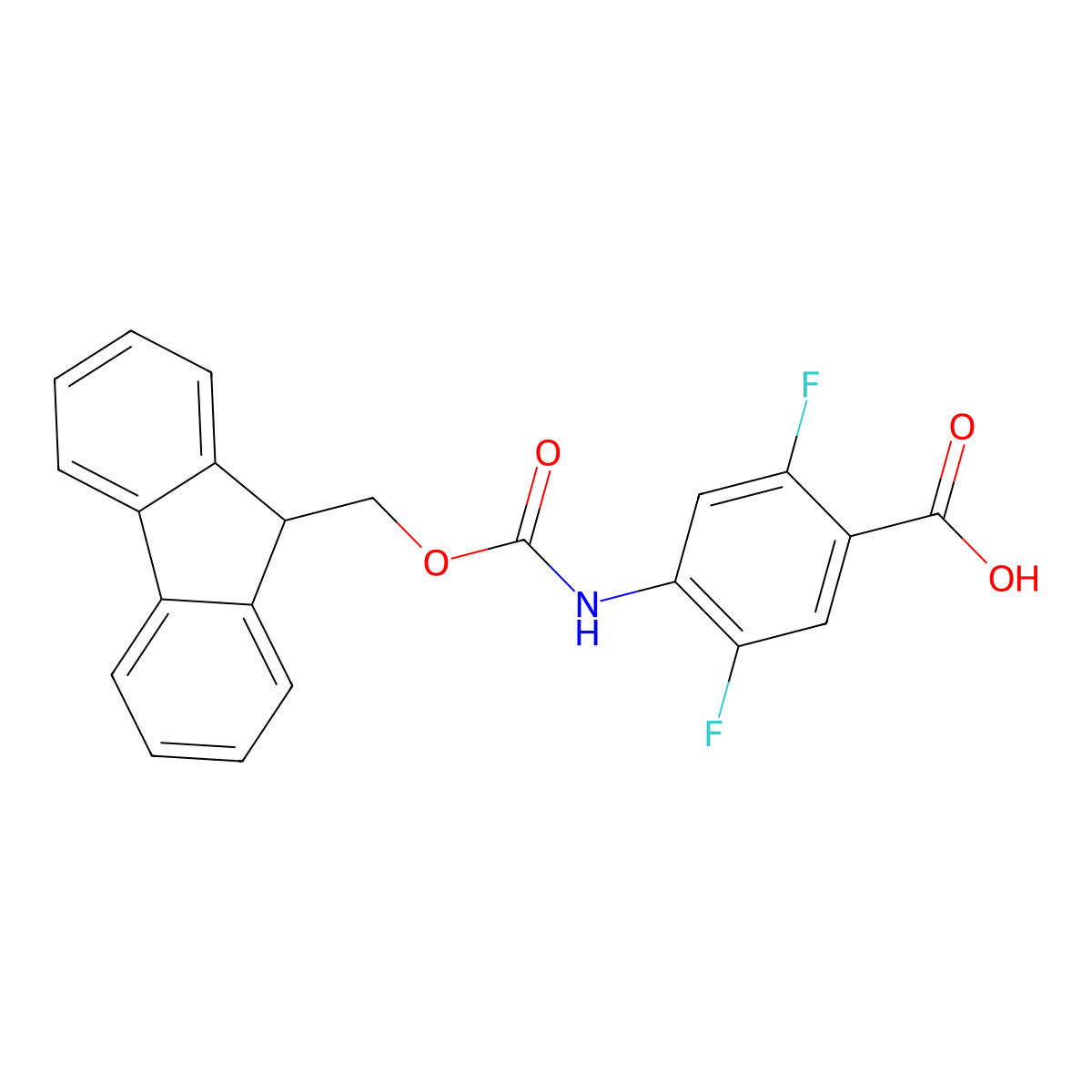 4-((((9H-Fluoren-9-yl)methoxy)carbonyl)amino)-2,5-difluorobenzoic acid molecular structure, CAS 2243515-97-9