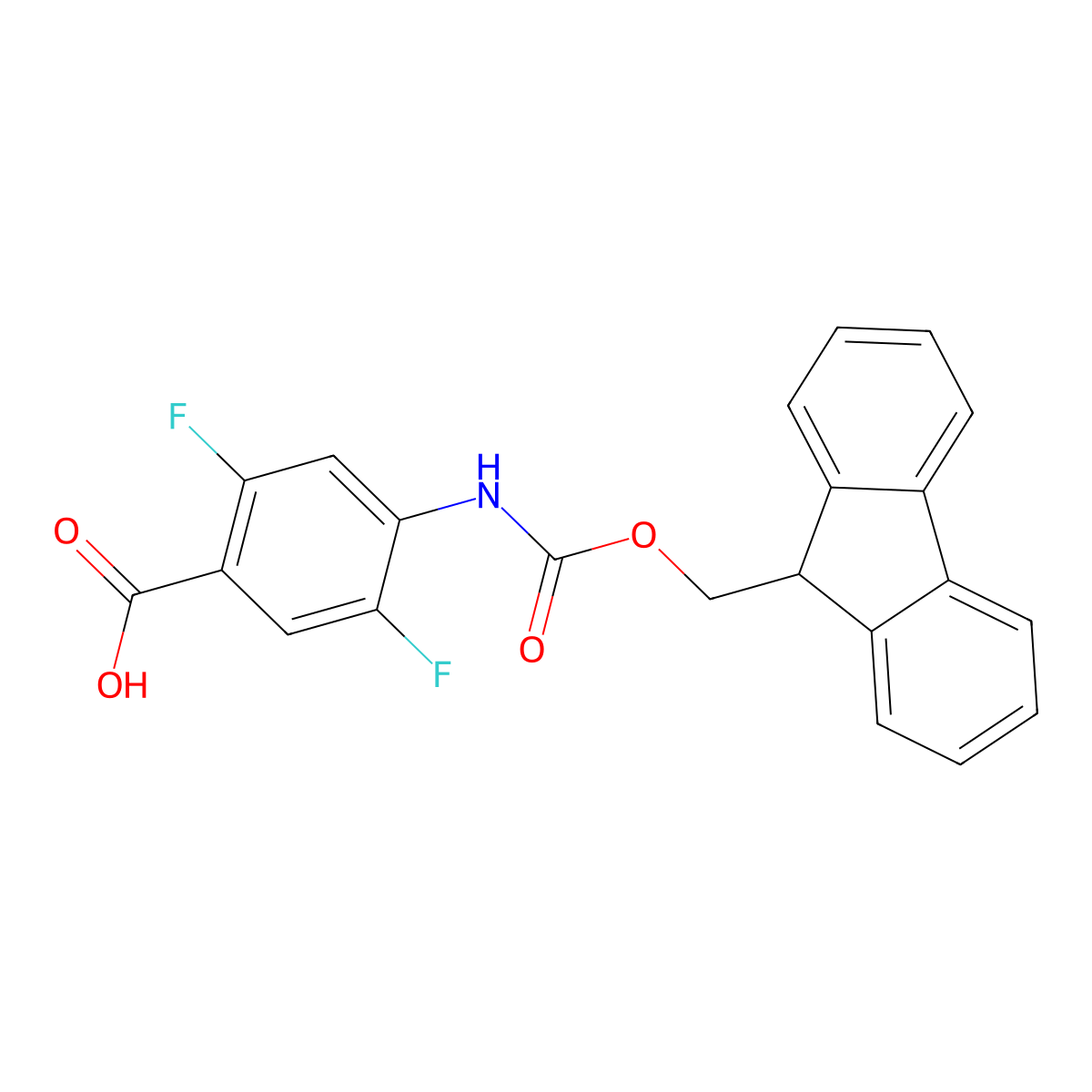 4-((((9H-Fluoren-9-yl)methoxy)carbonyl)amino)-2,5-difluorobenzoic acid molecular structure, CAS 2243515-97-9