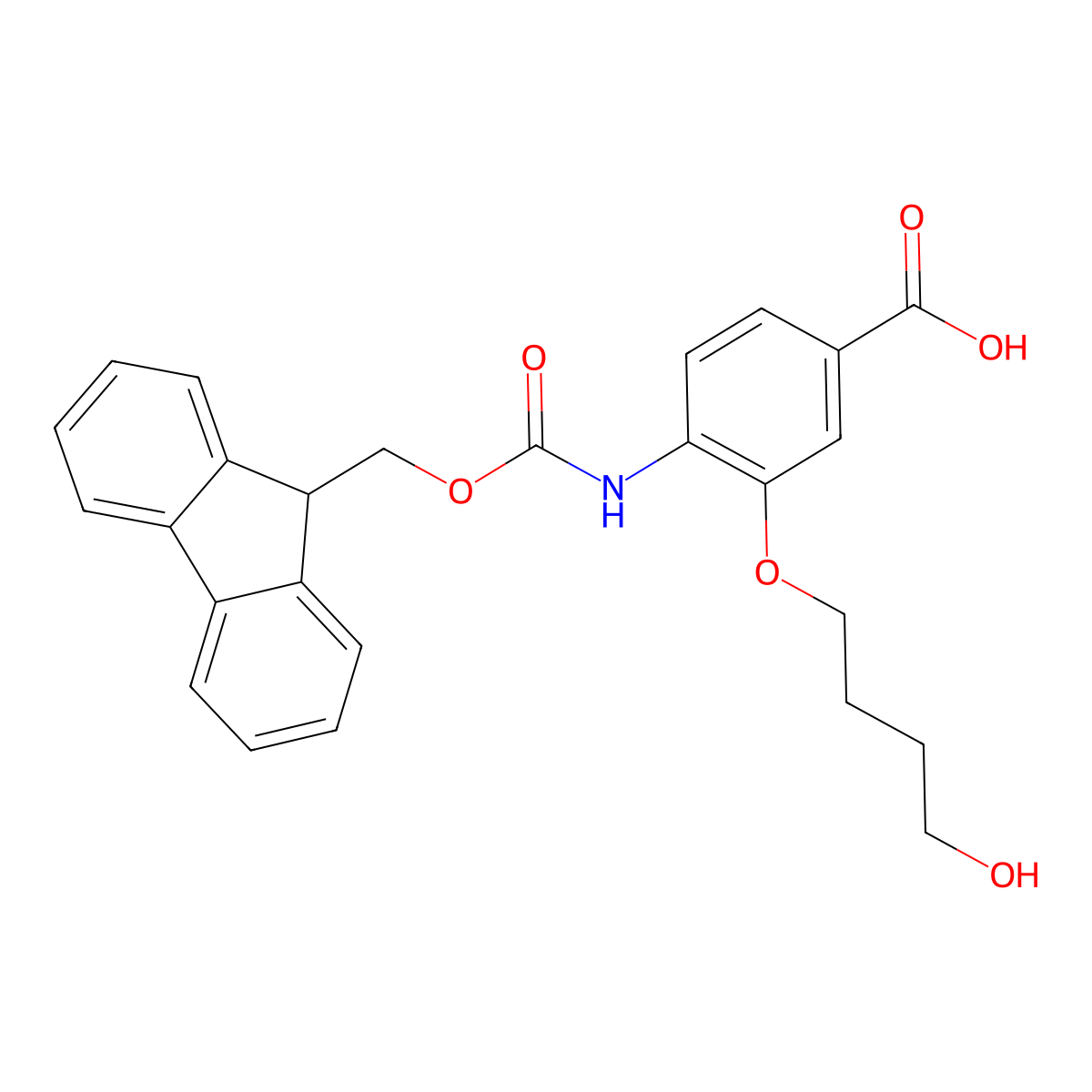 4-({[(9H-fluoren-9-yl)methoxy]carbonyl}amino)-3-(4-hydroxybutoxy)benzoic acid molecular structure, CAS 2243516-01-8