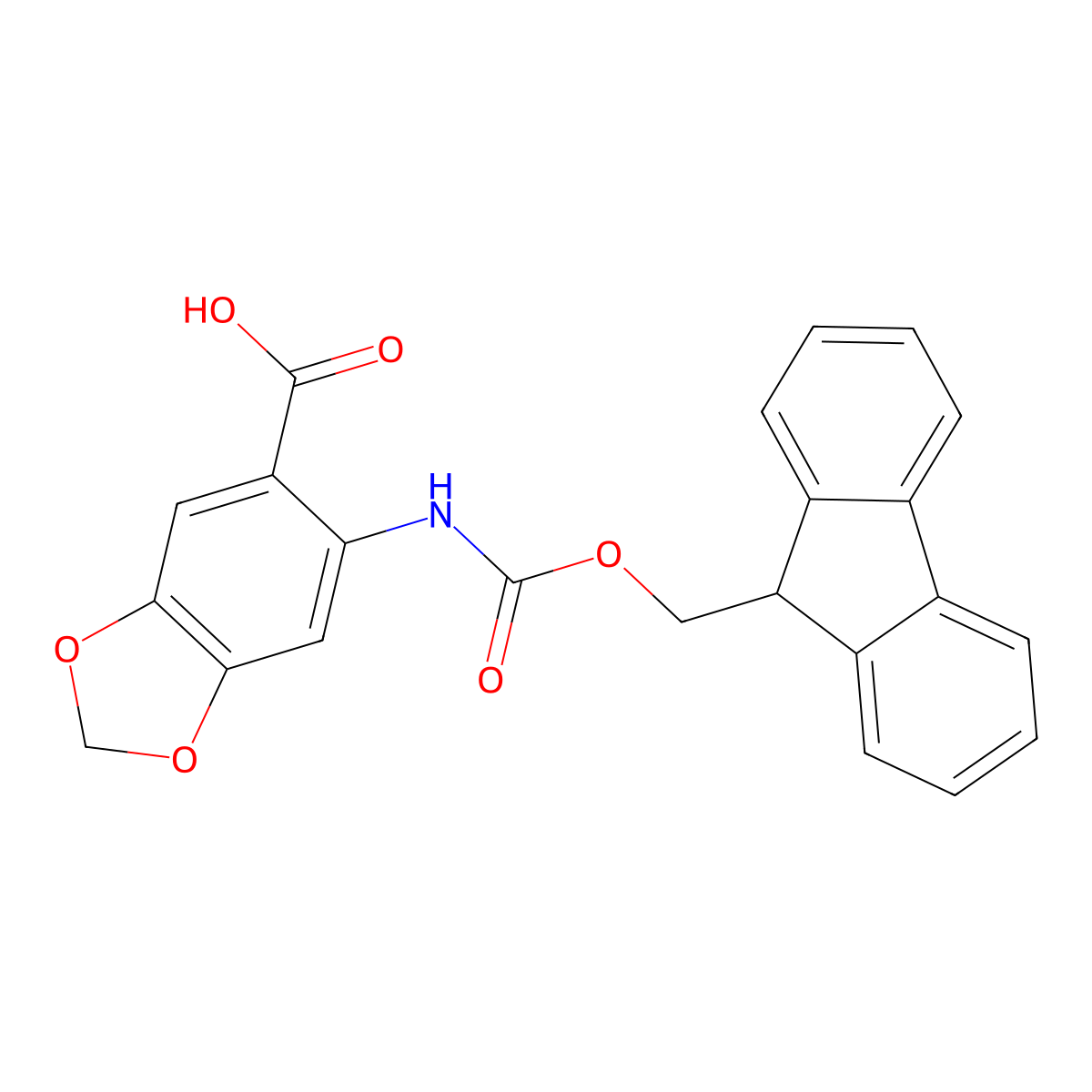 6-({[(9H-fluoren-9-yl)methoxy]carbonyl}amino)-1,3-dioxaindane-5-carboxylic acid molecular structure, CAS 2243516-02-9