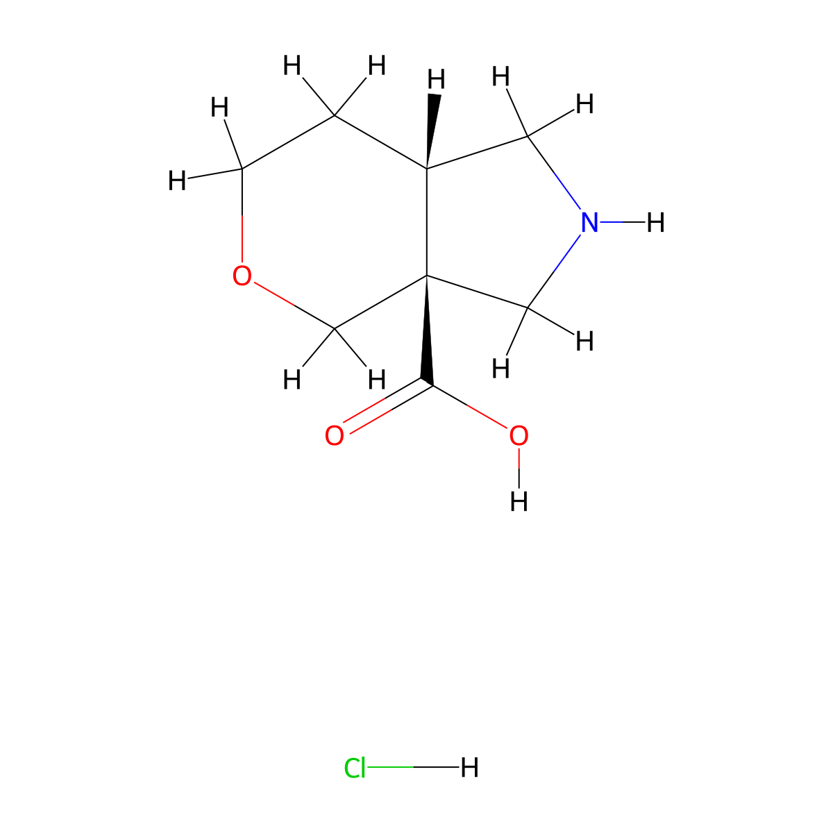 rac-(3aR,7aR)-octahydropyrano[3,4-c]pyrrole-3a-carboxylic acid hydrochloride molecular structure, CAS 2243516-06-3