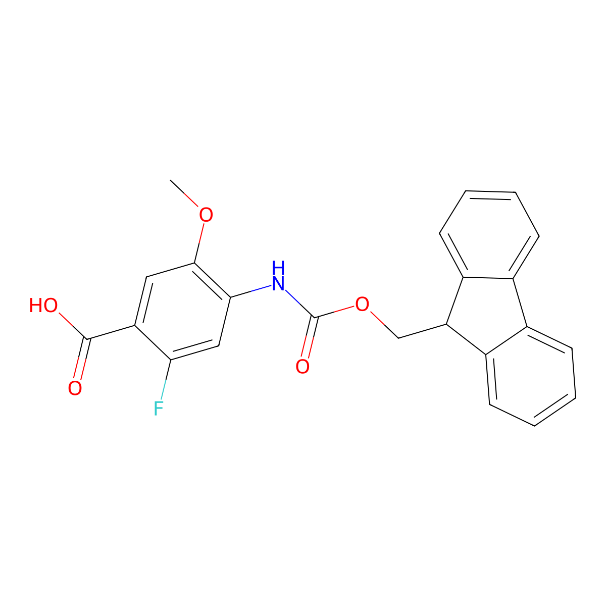 4-((((9H-Fluoren-9-yl)methoxy)carbonyl)amino)-2-fluoro-5-methoxybenzoic acid molecular structure, CAS 2243516-10-9