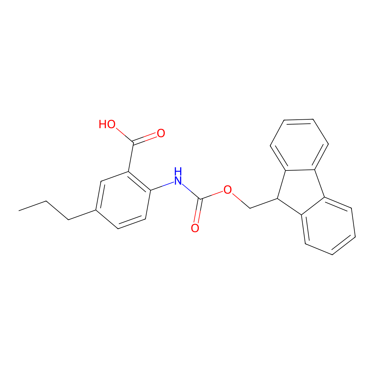 2-({[(9H-fluoren-9-yl)methoxy]carbonyl}amino)-5-propylbenzoic acid molecular structure, CAS 2243516-11-0