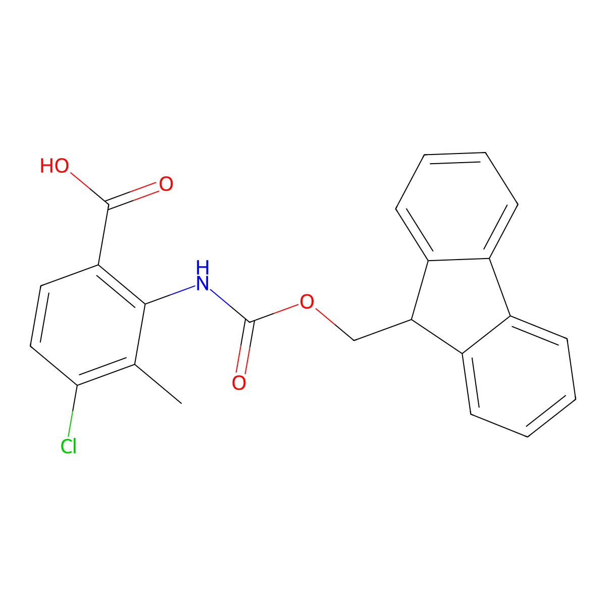 4-chloro-2-({[(9H-fluoren-9-yl)methoxy]carbonyl}amino)-3-methylbenzoic acid molecular structure, CAS 2243516-16-5