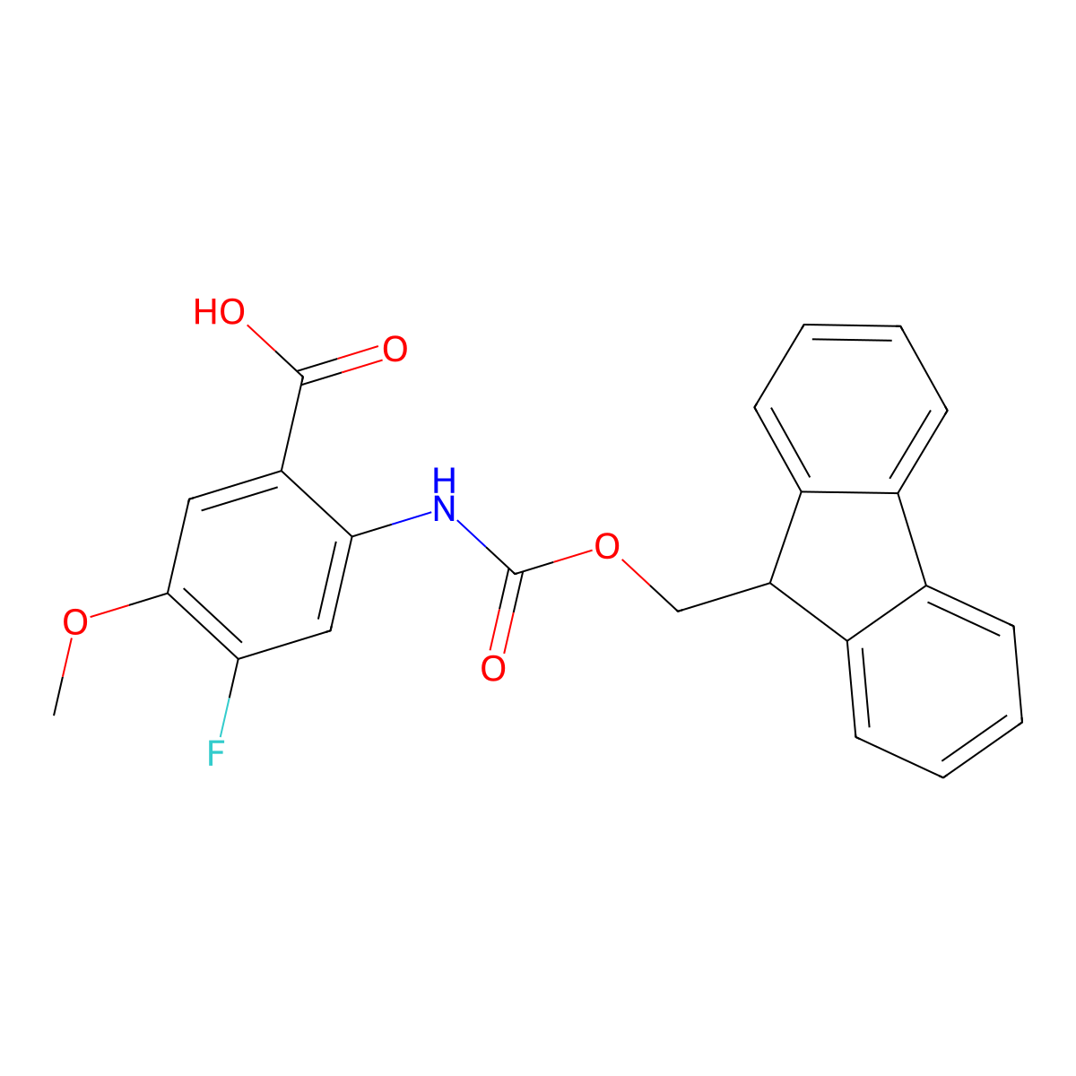 2-({[(9H-fluoren-9-yl)methoxy]carbonyl}amino)-4-fluoro-5-methoxybenzoic acid molecular structure, CAS 2243516-17-6
