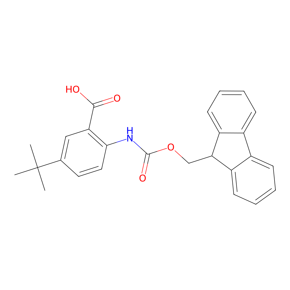 5-tert-Butyl-2-(9H-fluoren-9-ylmethoxycarbonylamino)-benzoic acid molecular structure, CAS 2243516-19-8