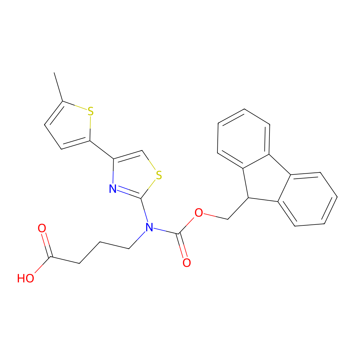 4-({[(9H-fluoren-9-yl)methoxy]carbonyl}[4-(5-methylthiophen-2-yl)-1,3-thiazol-2-yl]amino)butanoic acid molecular structure, CAS 2243516-20-1