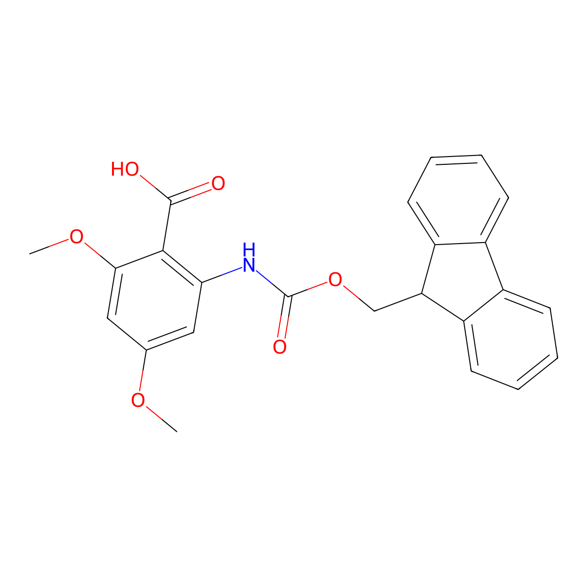 2-({[(9H-fluoren-9-yl)methoxy]carbonyl}amino)-4,6-dimethoxybenzoic acid molecular structure, CAS 2243516-24-5